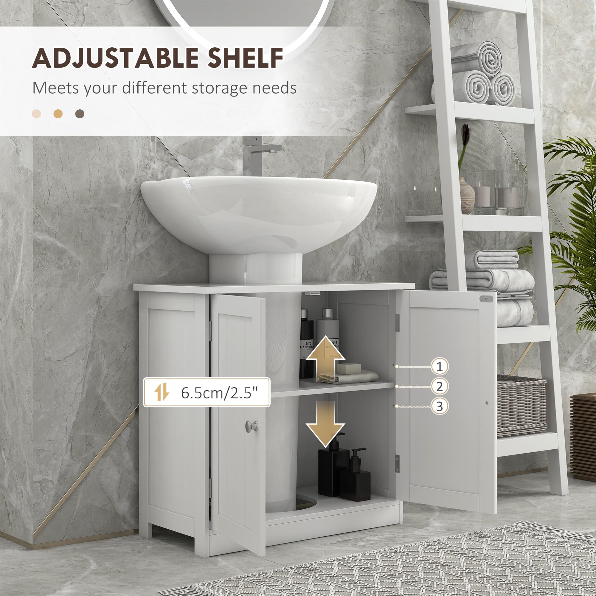 White Under Sink Bathroom Storage Cabinet - image 10