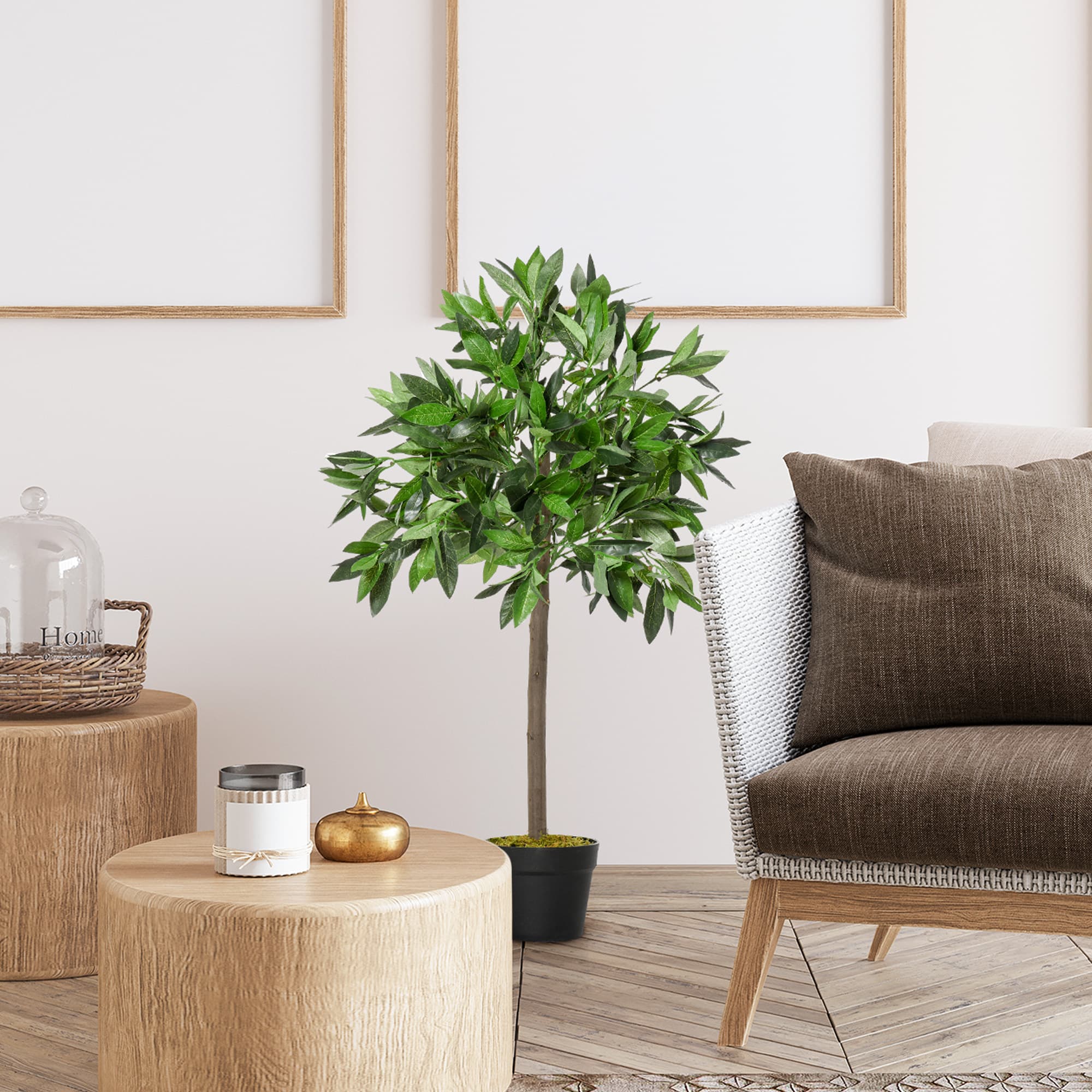 Premium 90cm Artificial Bay Laurel Topiary Trees Set of 2 - image 2