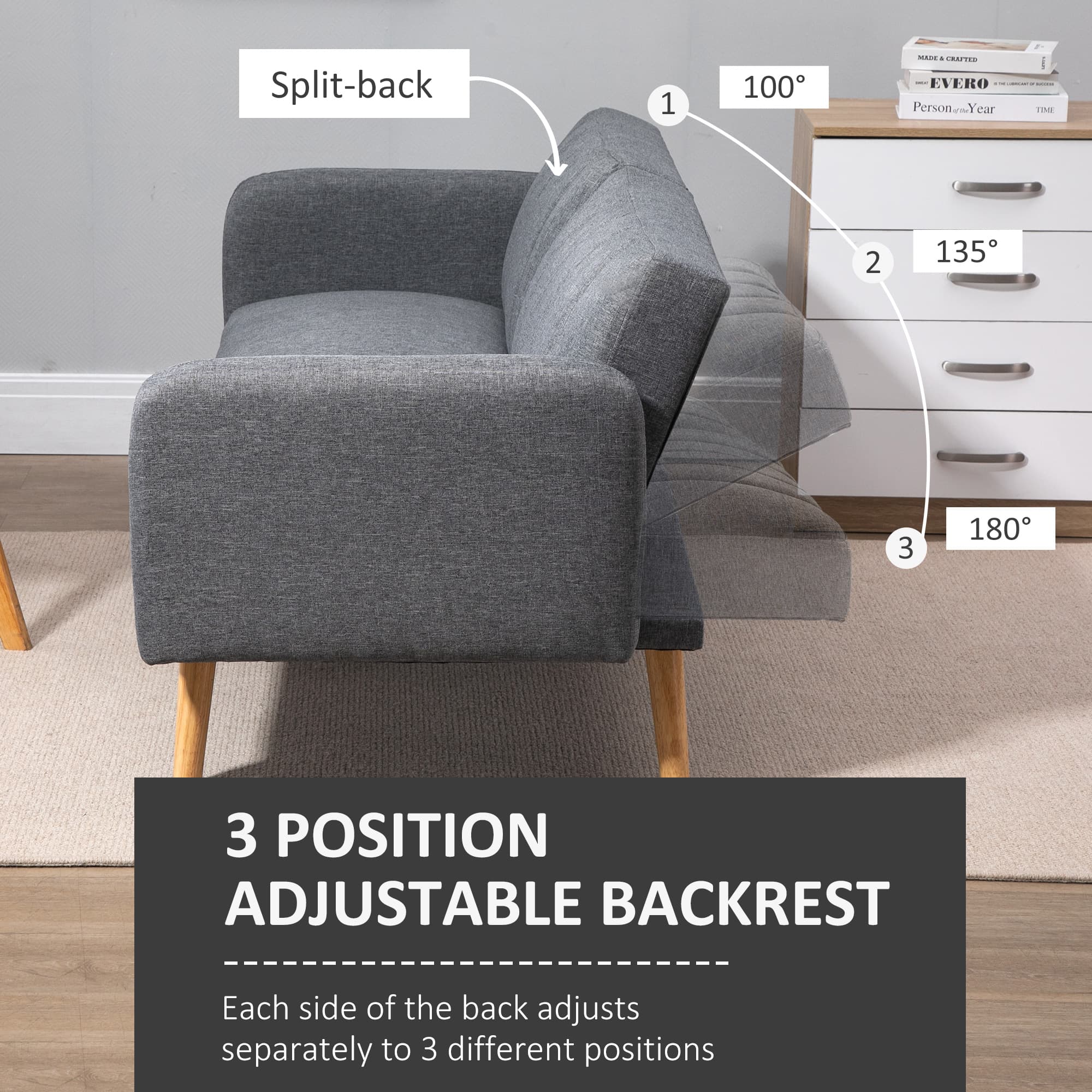Transform Your Space with this Grey Linen Click Clack Sofa Bed - image 1