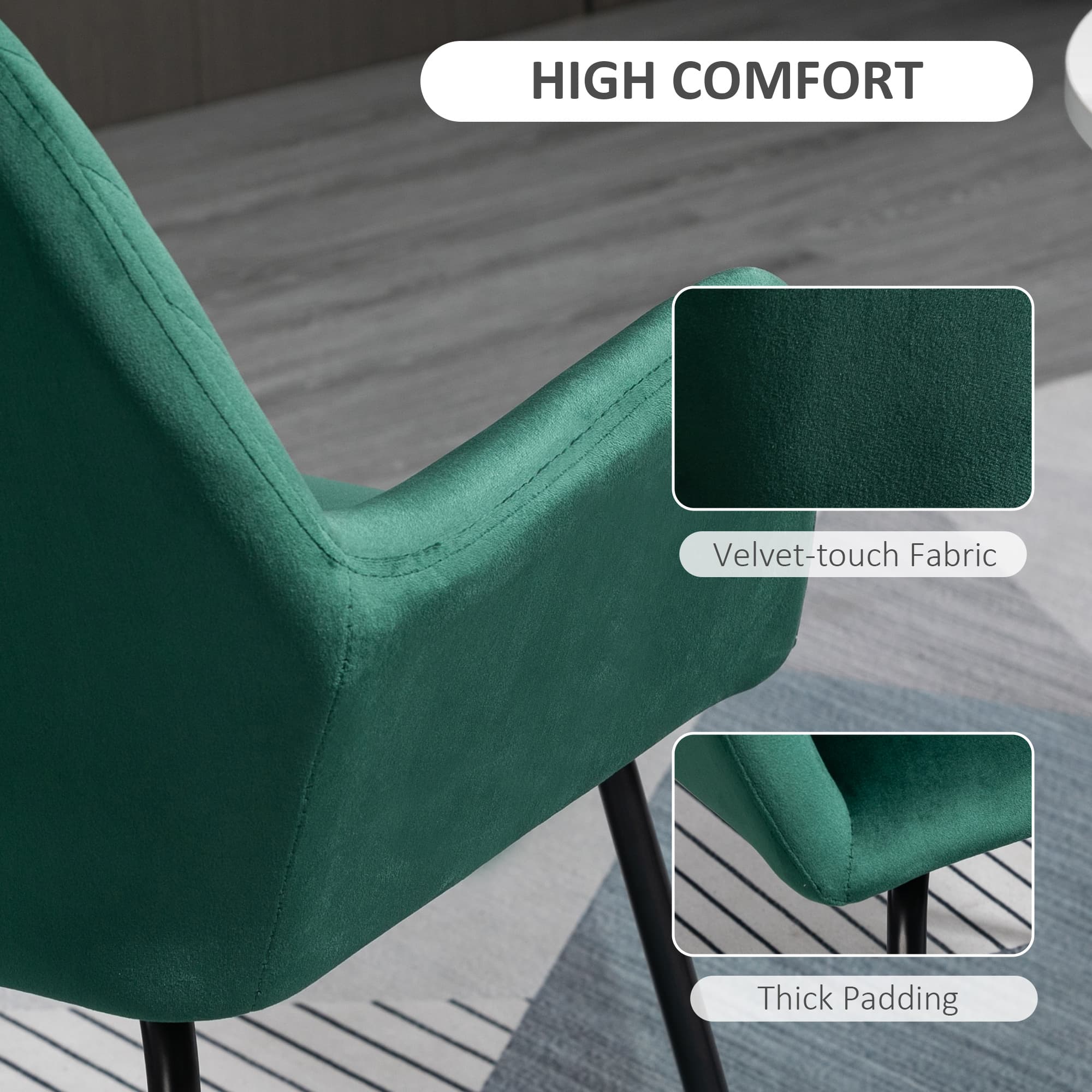 Green Velvet Accent Chair with Channel Tufting and X-Frame Metal Base - image 9