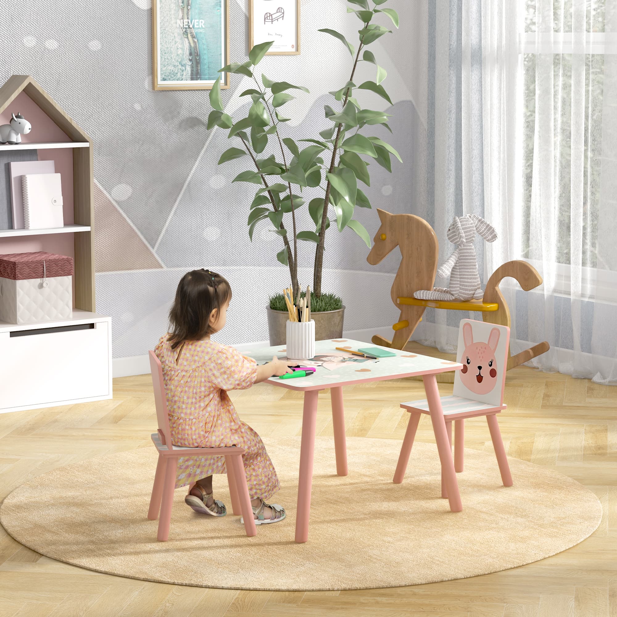 Transform Their Playtime with the ZONEKIZ Pink Table & Chairs - image 4