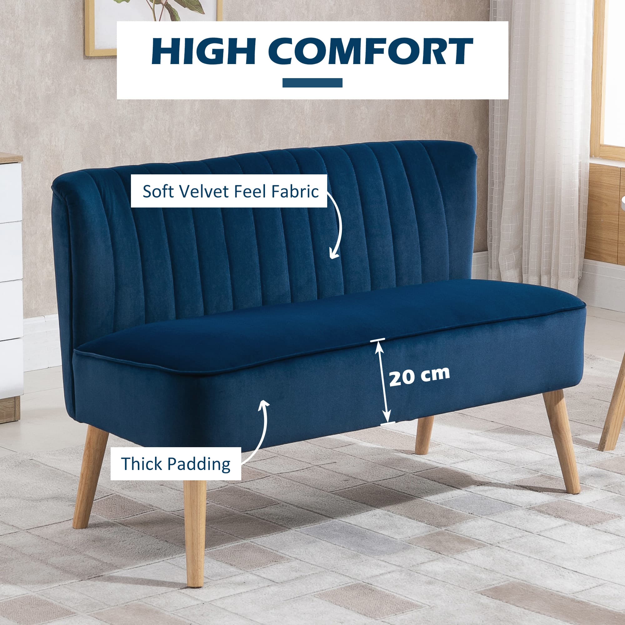 Modern Dark Blue 2-Seater Sofa for Effortless Comfort - image 5