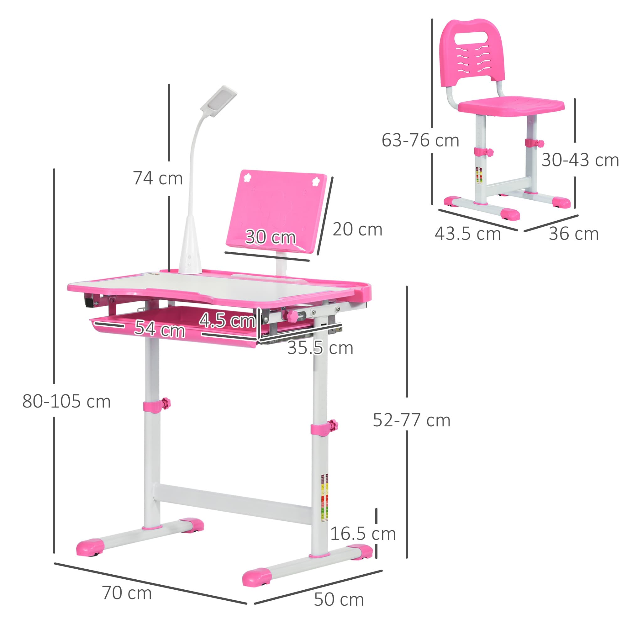 Transform Their Study Time with this Adjustable Pink Desk Set - image 3