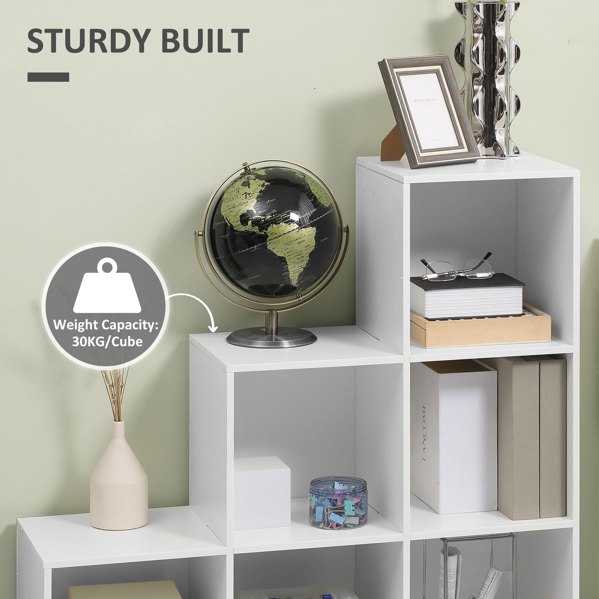 Modern White 6-Cube Step Bookcase for Effortless Storage - image 1