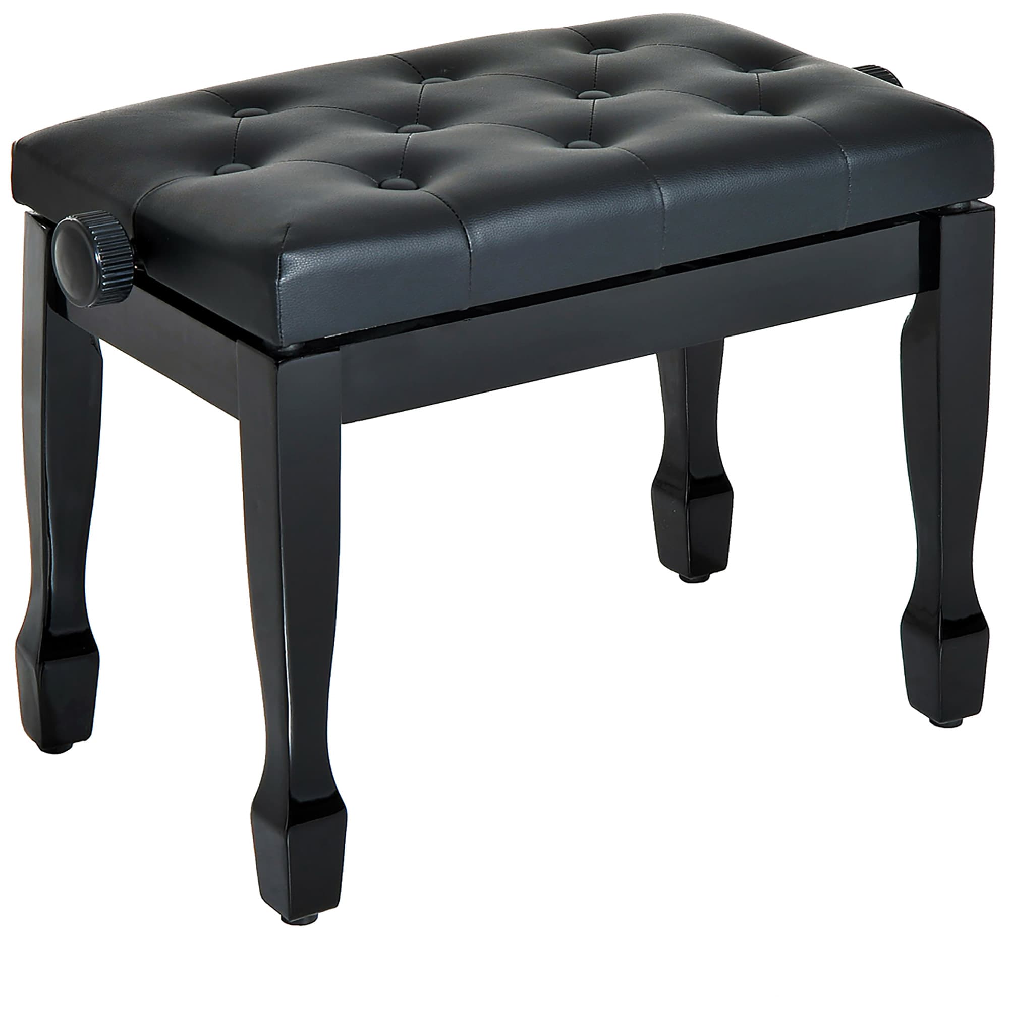 Height Adjustable Tufted Piano Stool & Dressing Bench - Black