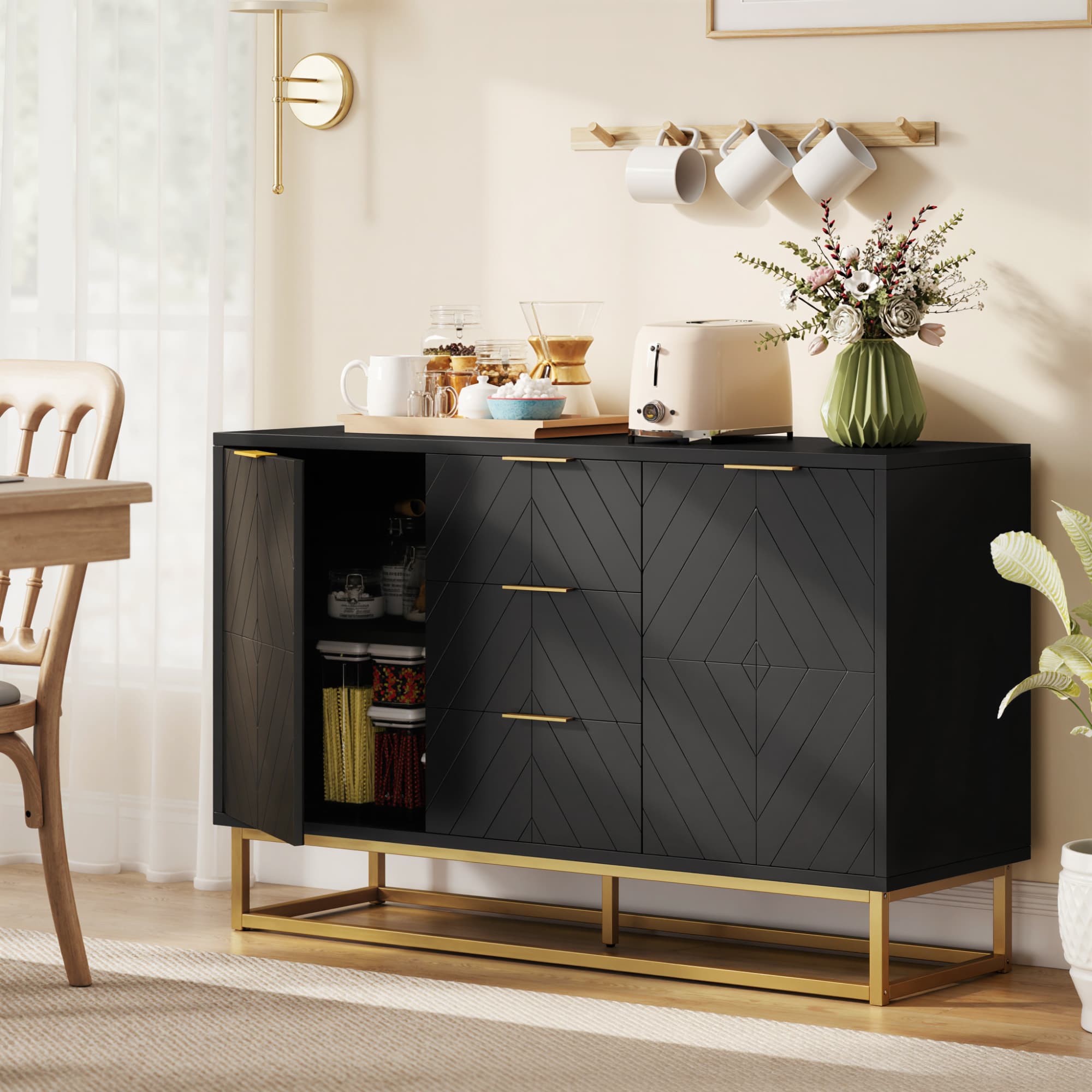 Effortlessly Organise with this Premium Black Sideboard - image 1