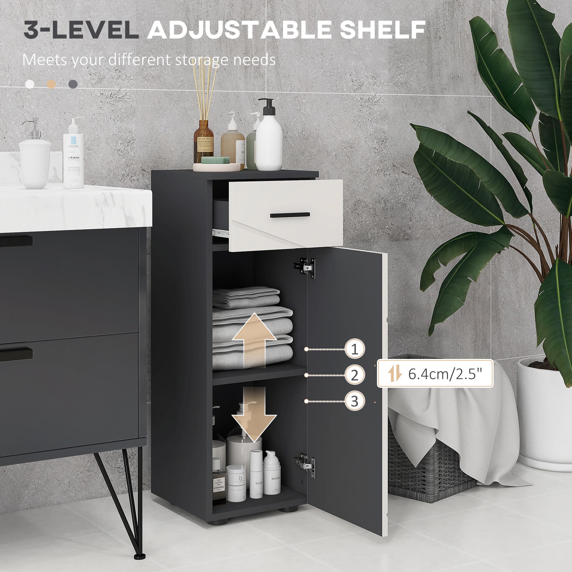 Transform Your Space With the Kleankin Slim Grey Bathroom Cabinet - image 5