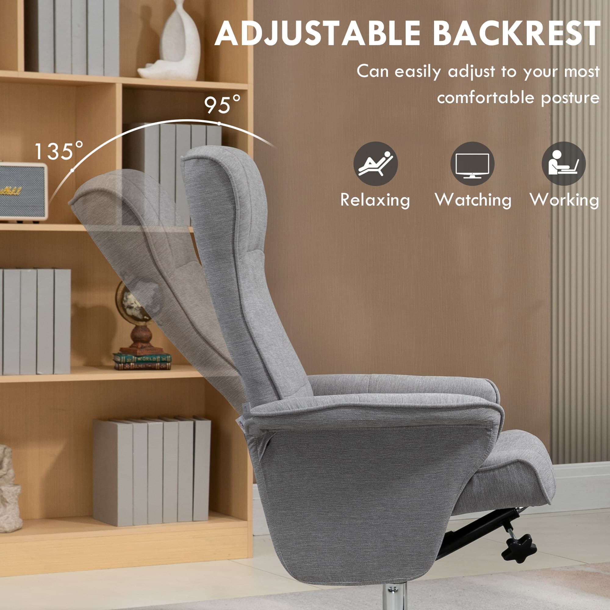 Unwind in the Grey Velvet Swivel Recliner Chair & Footstool - image 4