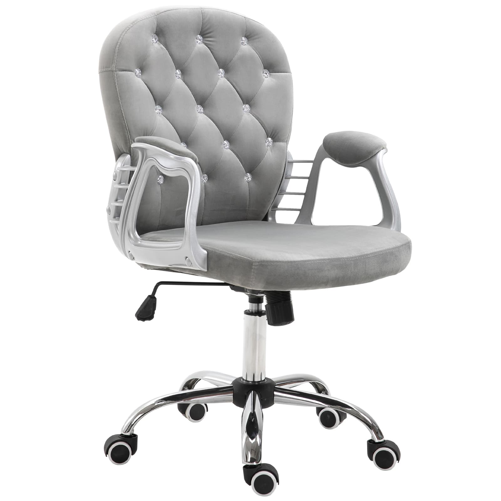 Transform Your Workspace with this Grey Velvet Swivel Chair - Grey
