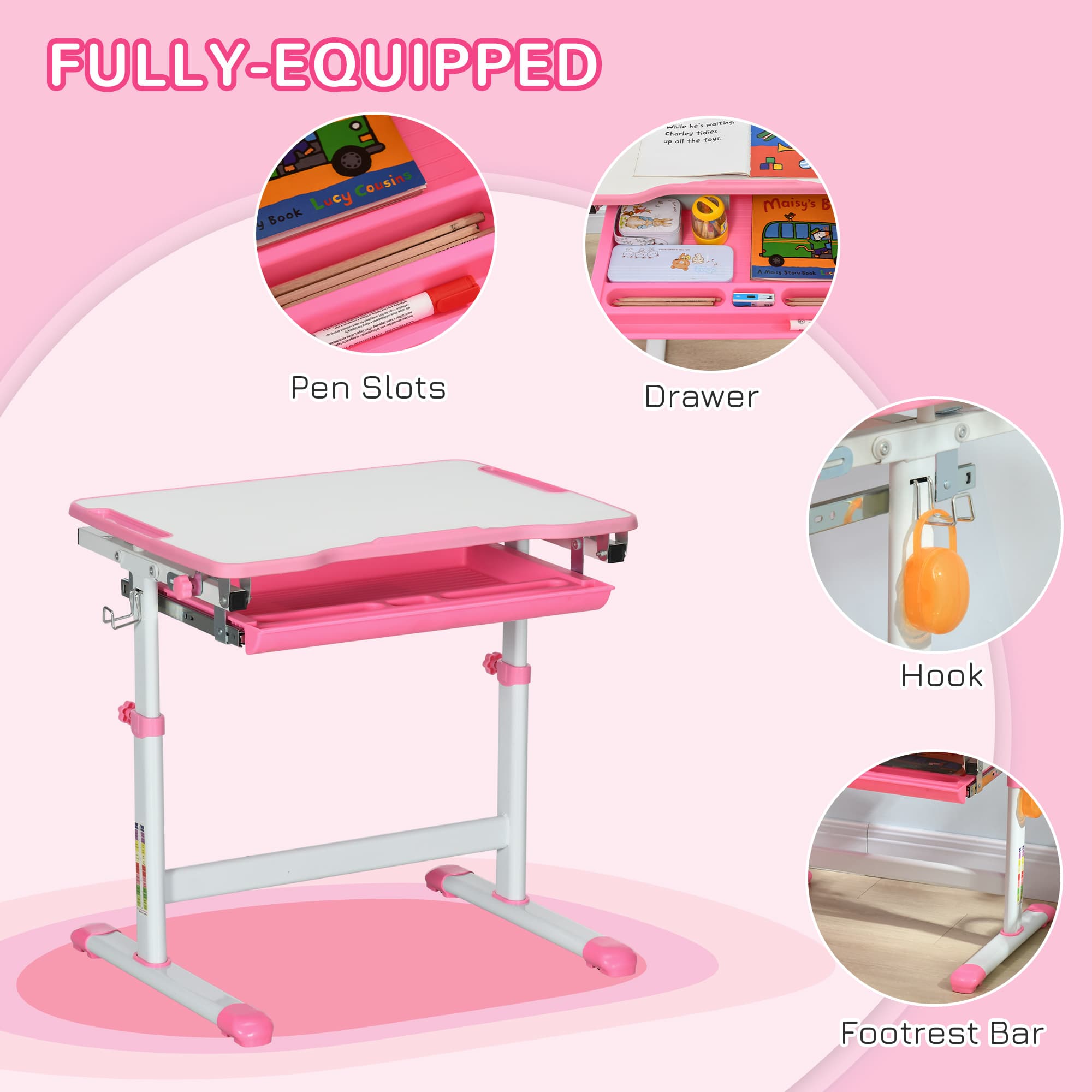 Transform Their Study Space with this Pink Adjustable Desk Set - image 5