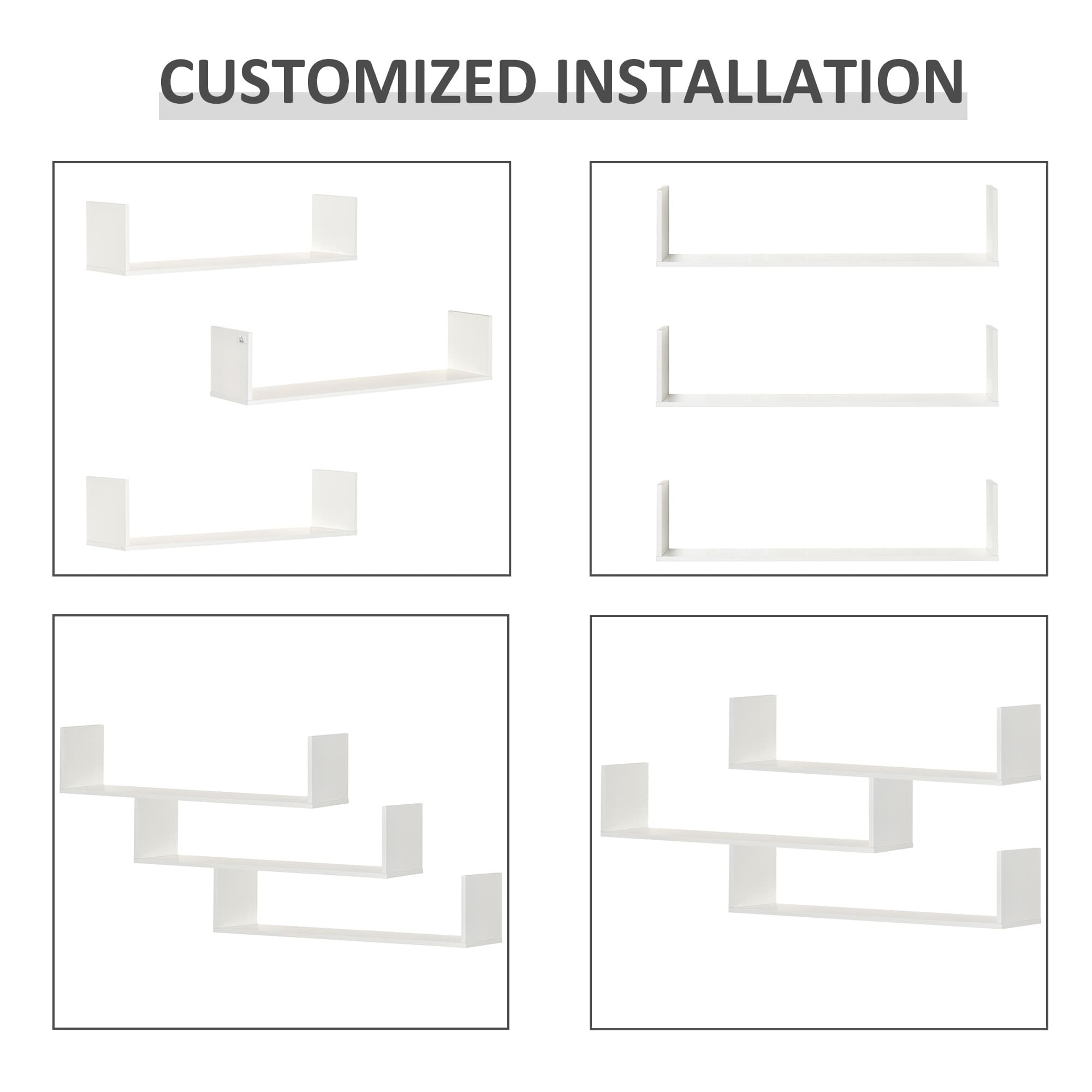 Set Of 3 White Floating Shelves For Flexible Wall Storage - image 2