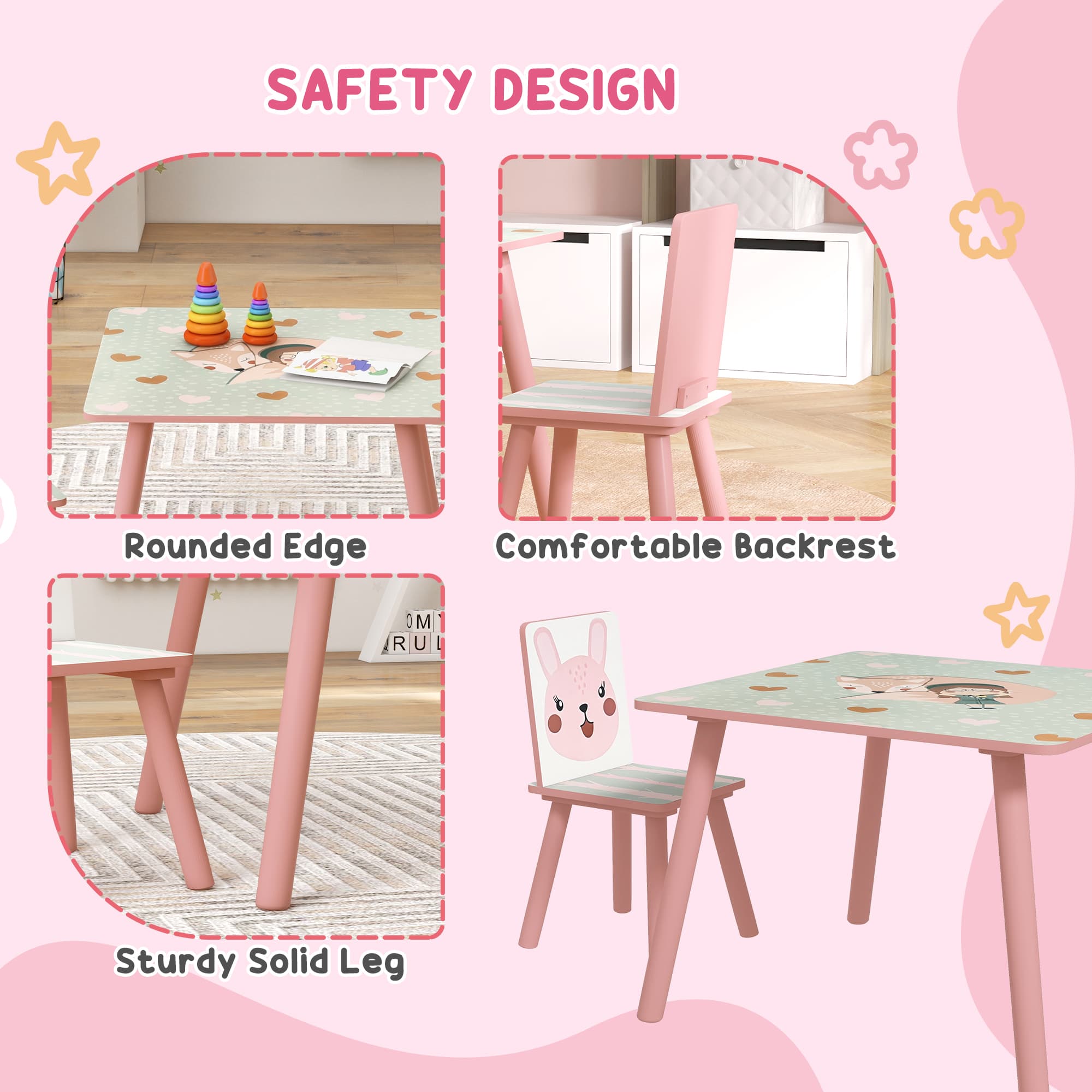 Transform Their Playtime with the ZONEKIZ Pink Table & Chairs - image 3