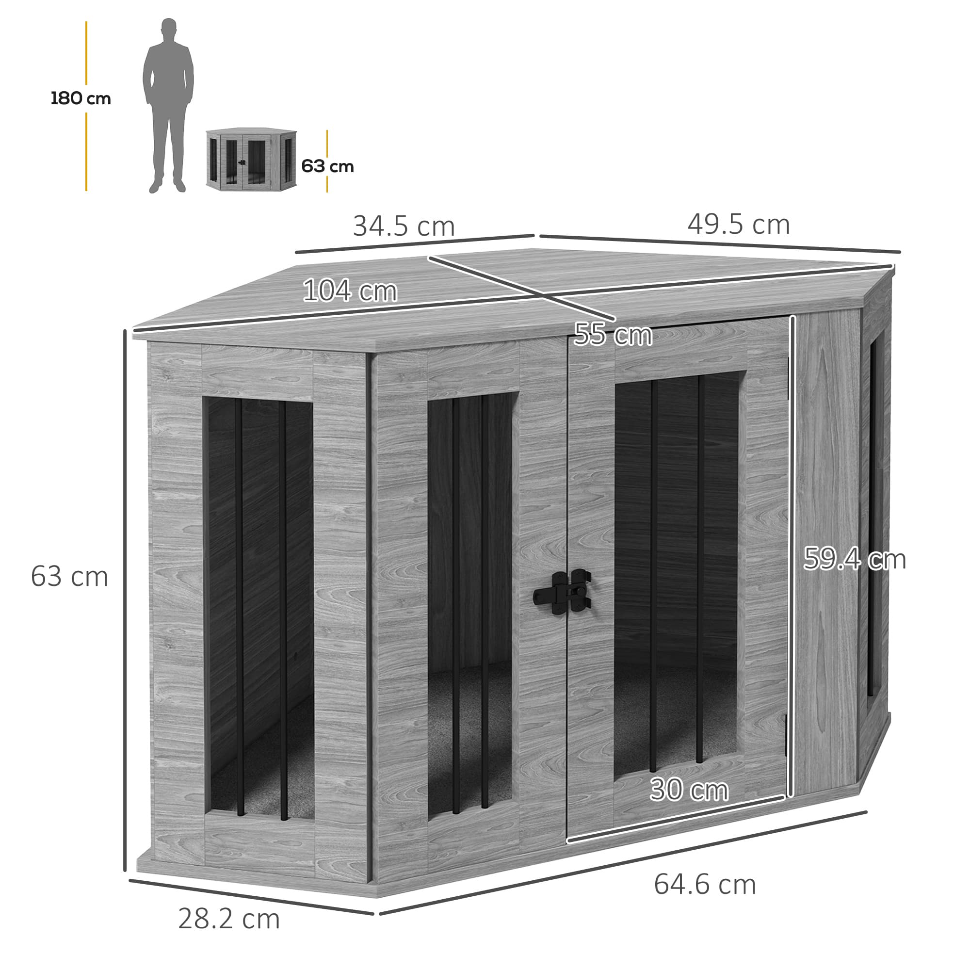 Discover the PawHut 2-in-1 Grey Dog Crate Side Table - image 2