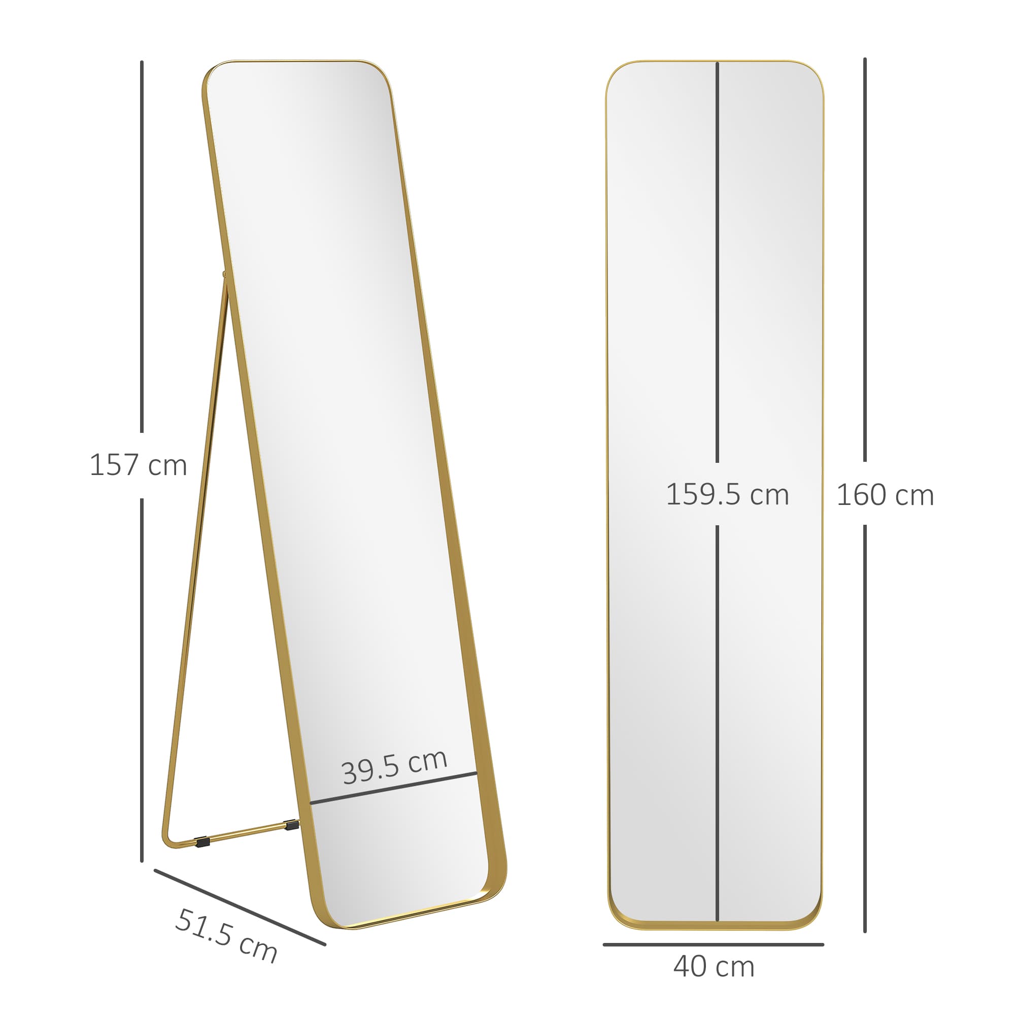 Full-Length Floor Mirror with Gold Frame and Easel Stand - image 8