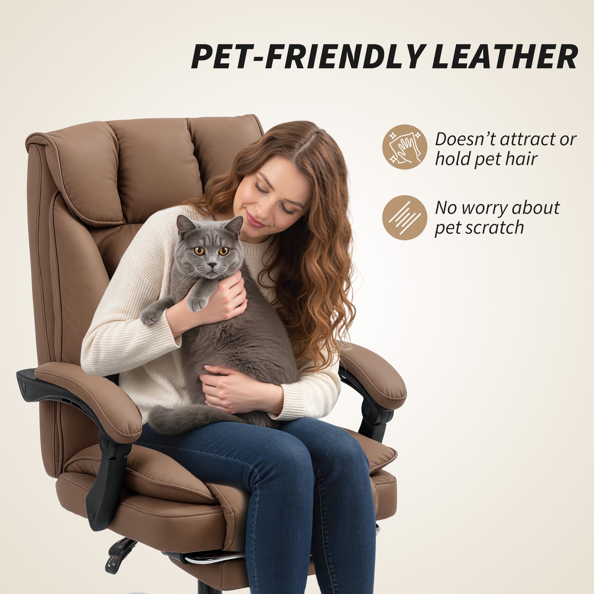 Premium Brown Reclining Office Chair with Built-In Footrest - image 5