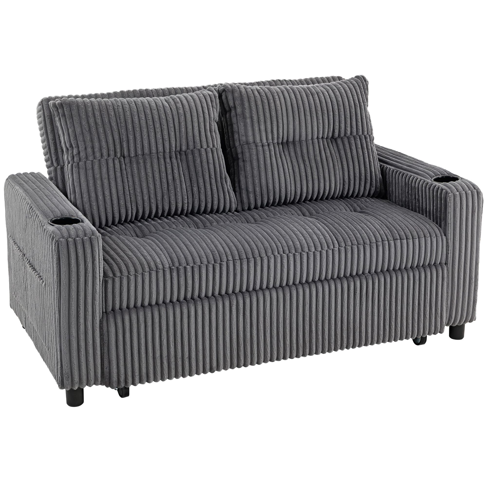Transform Your Space with this Charcoal Corduroy Sofa Bed - Charcoal grey