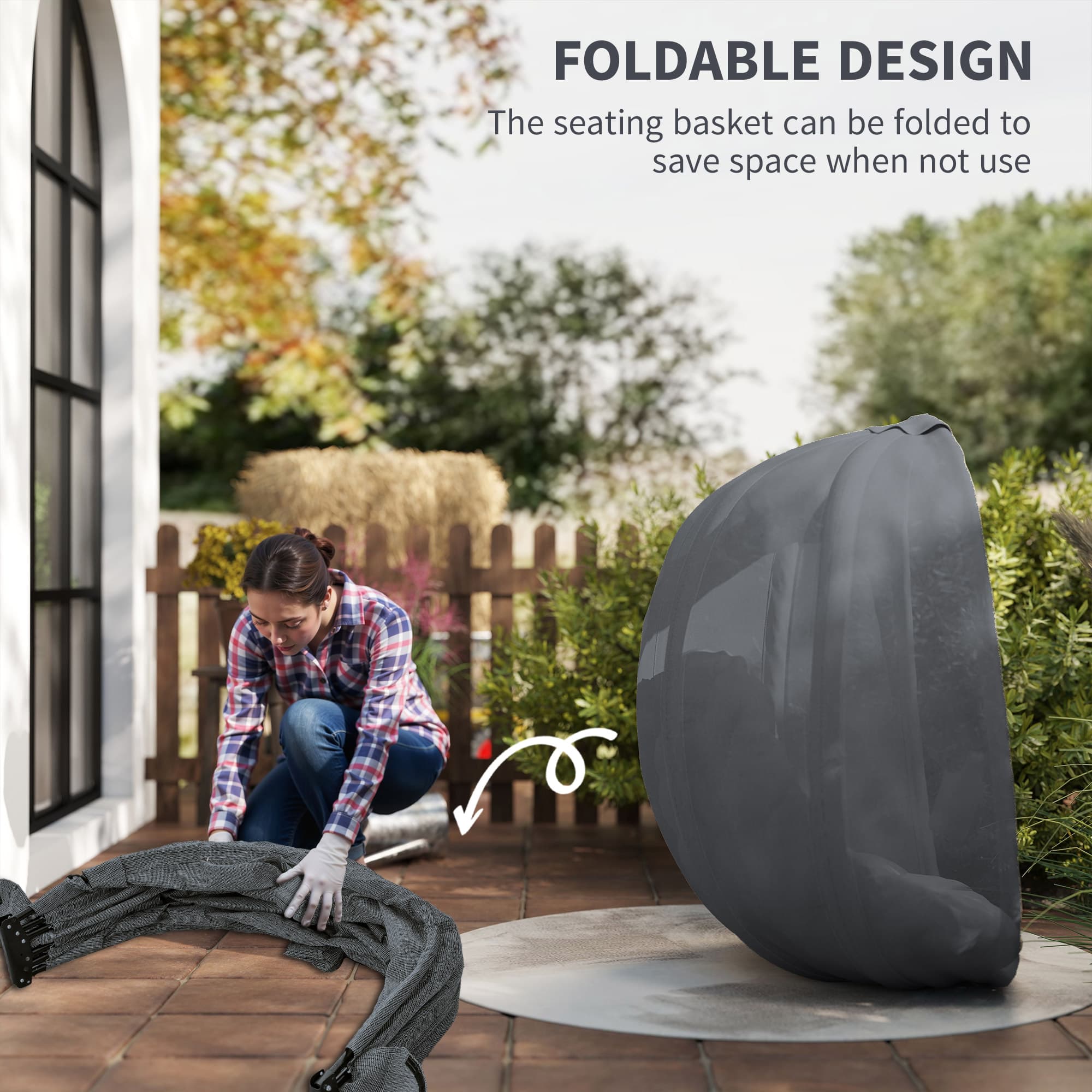 Relax in Style: Grey Hanging Egg Chair with Stand - image 1