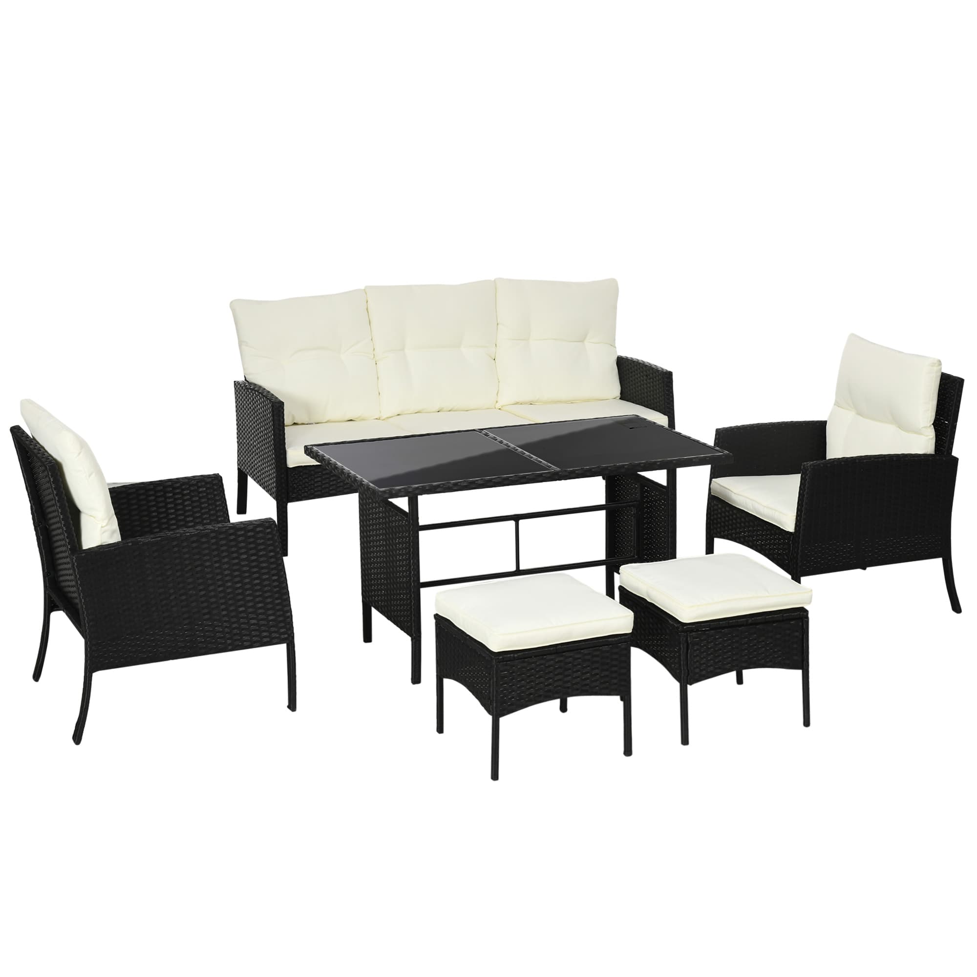Transform Your Patio With This 6-Piece Rattan Sofa Set - White