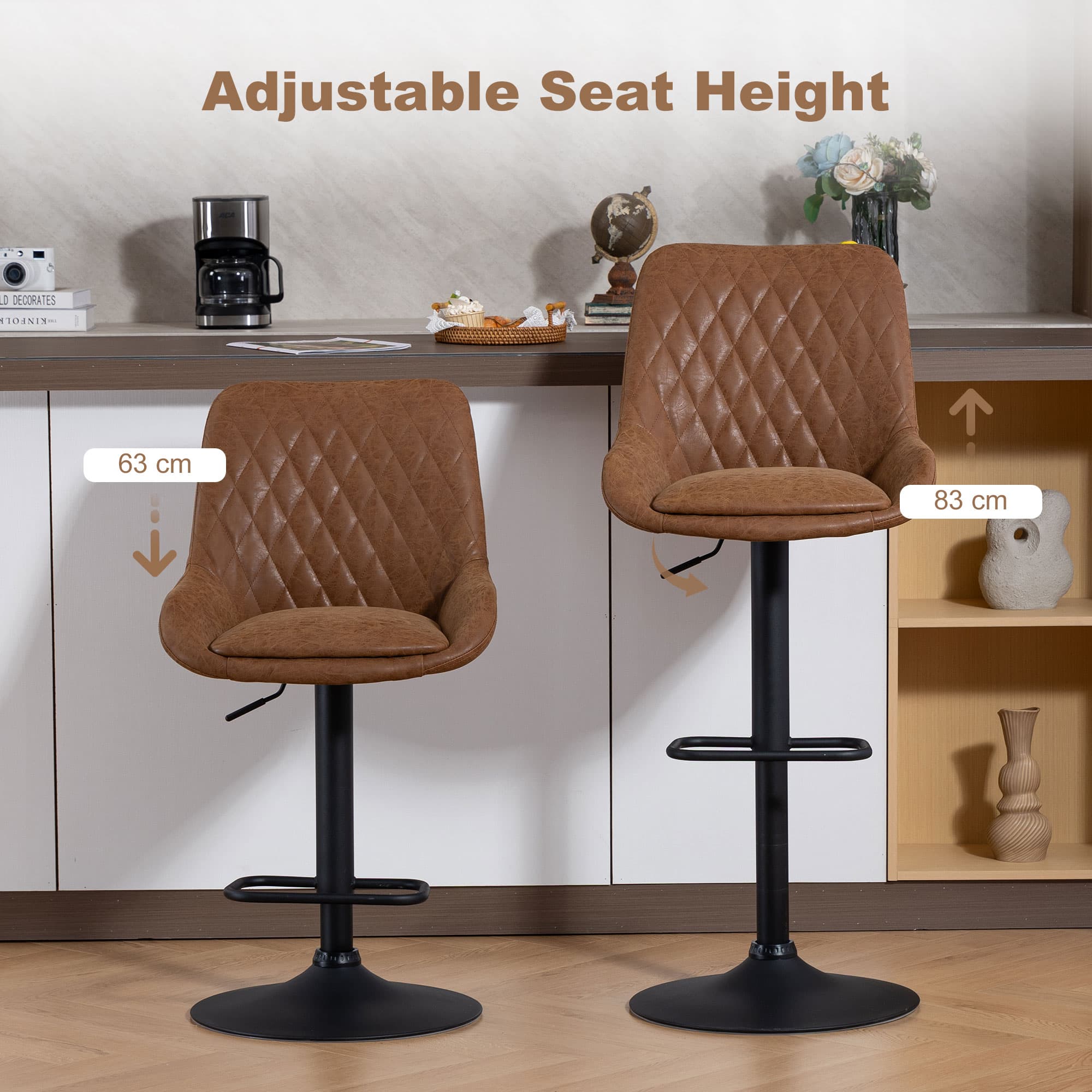 Transform Your Kitchen with Retro Orange Faux Leather Bar Stools - image 4