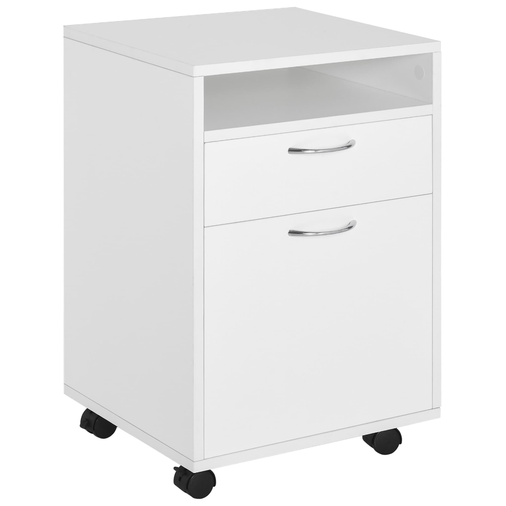 White Mobile Filing Cabinet For Home Office Storage - White