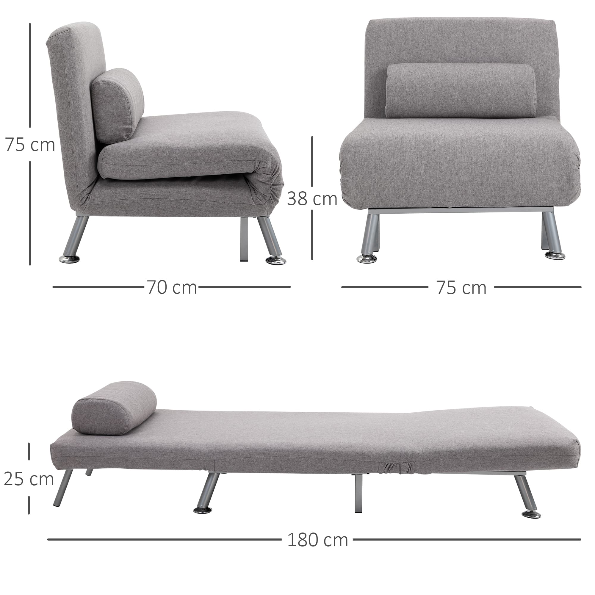 Transform Your Space with this Grey Convertible Futon Chair - image 2