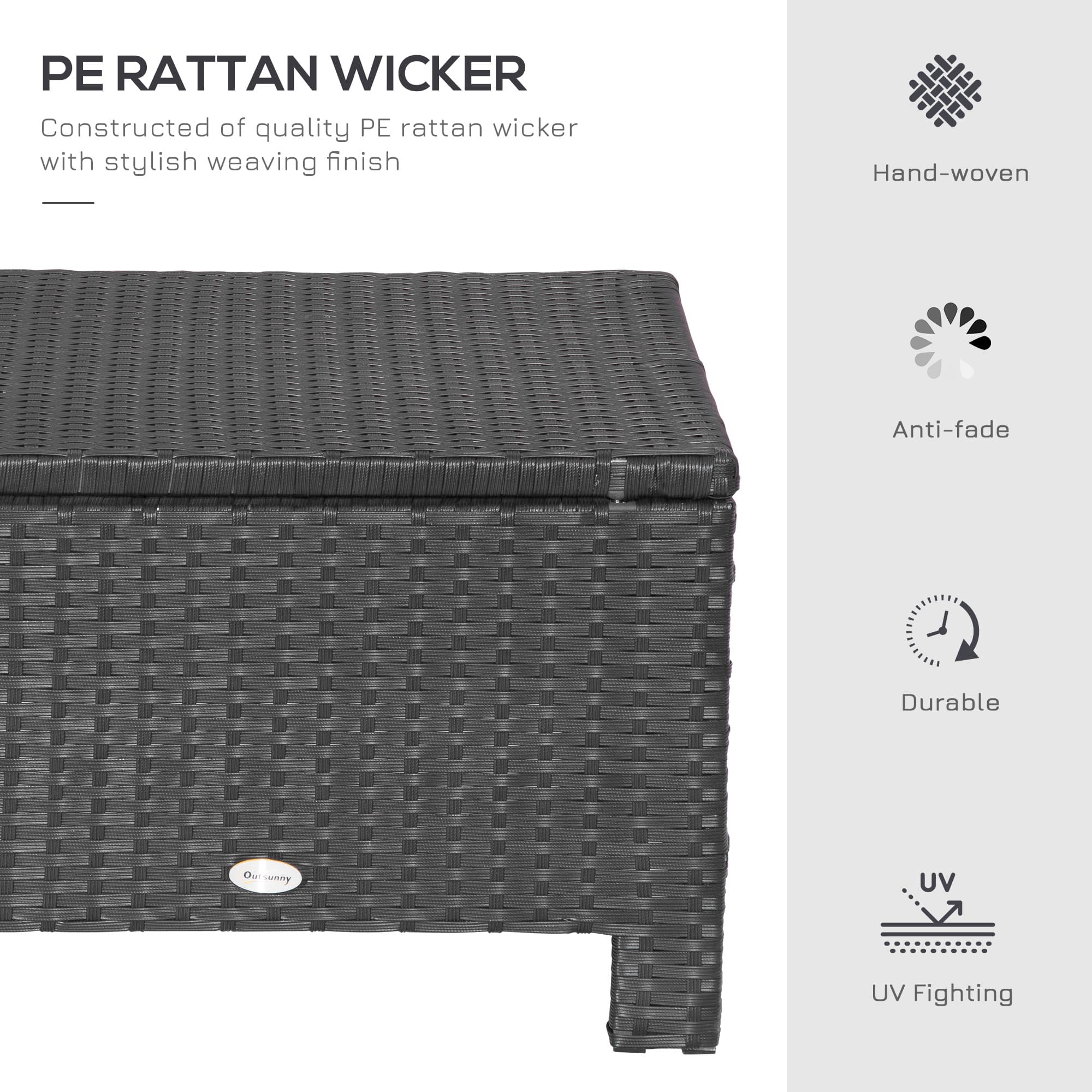 Premium Black Rattan Footstool with Padded Cushion - image 2