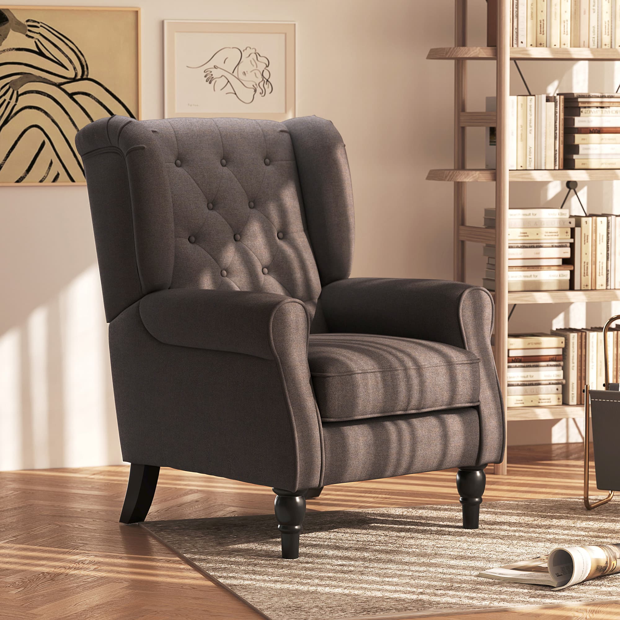 Discover Premium Comfort with this Brown Wingback Accent Chair - image 1