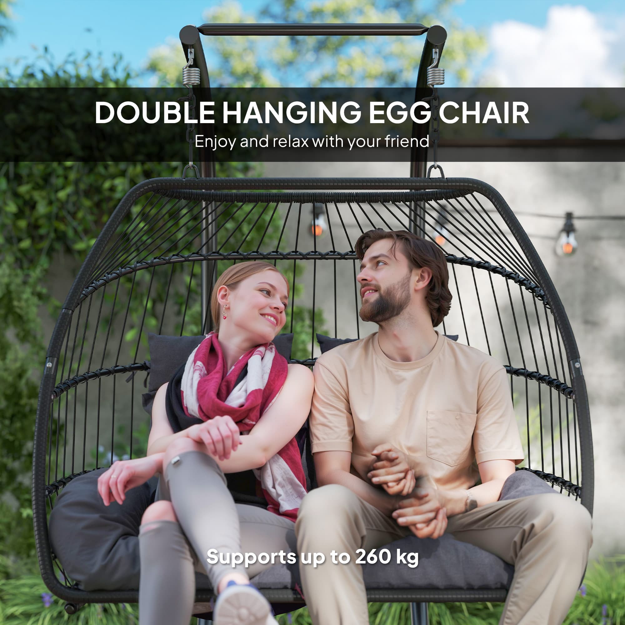 Effortless Relaxation: Dark Grey Double Hanging Egg Chair - image 4