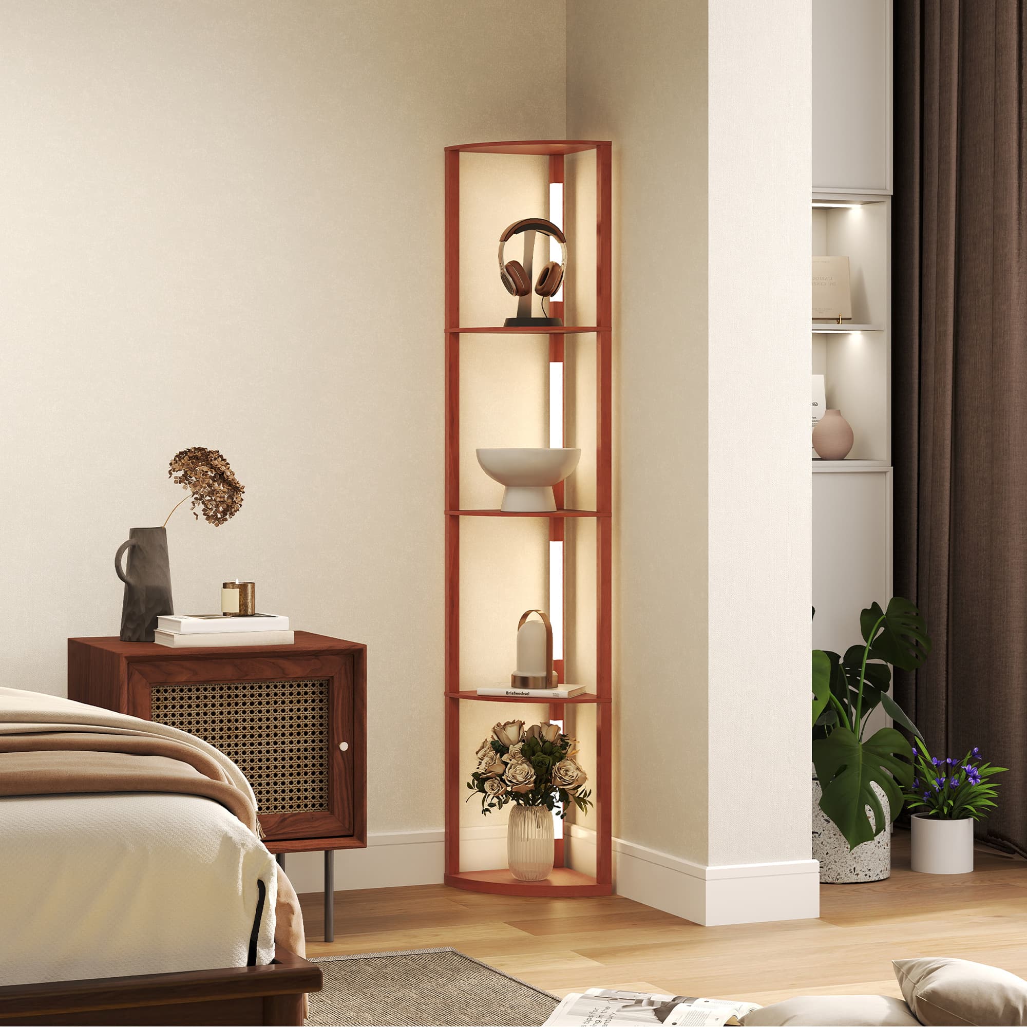 Corner Floor Lamp and Shelf Unit with Warm Dimmable LED - image 8