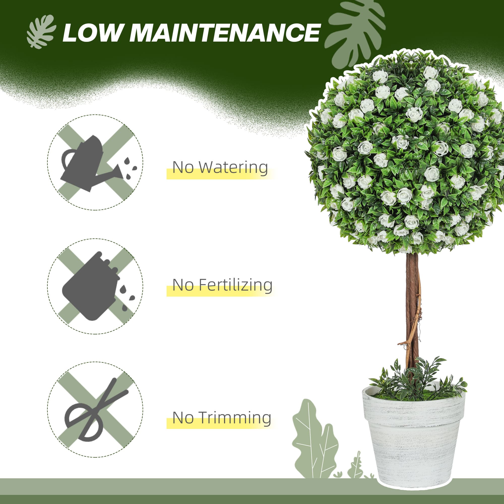 Set of 2 White Artificial Rose Topiary Trees - image 5