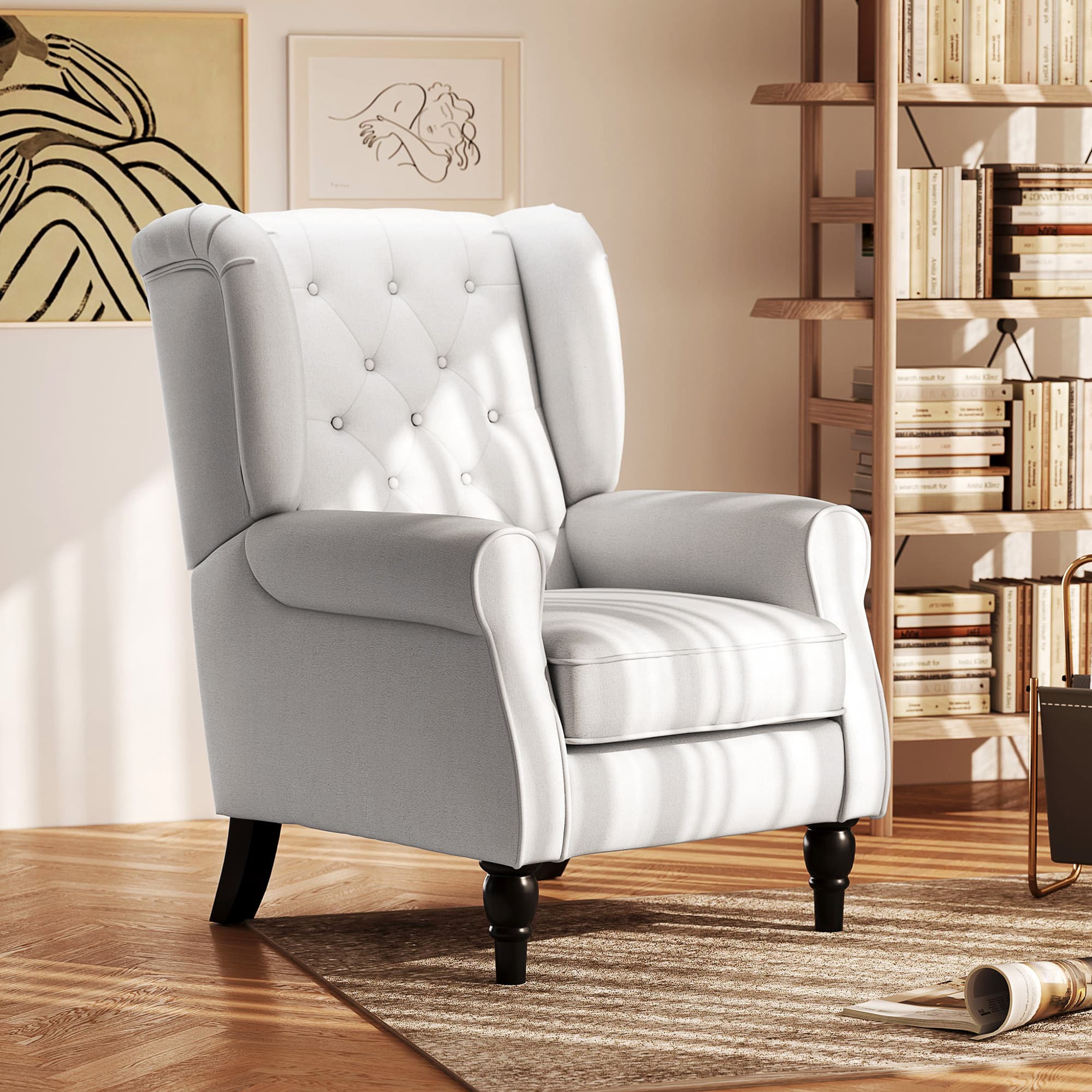 Transform Your Space with this Retro Cream Wingback Chair - image 5