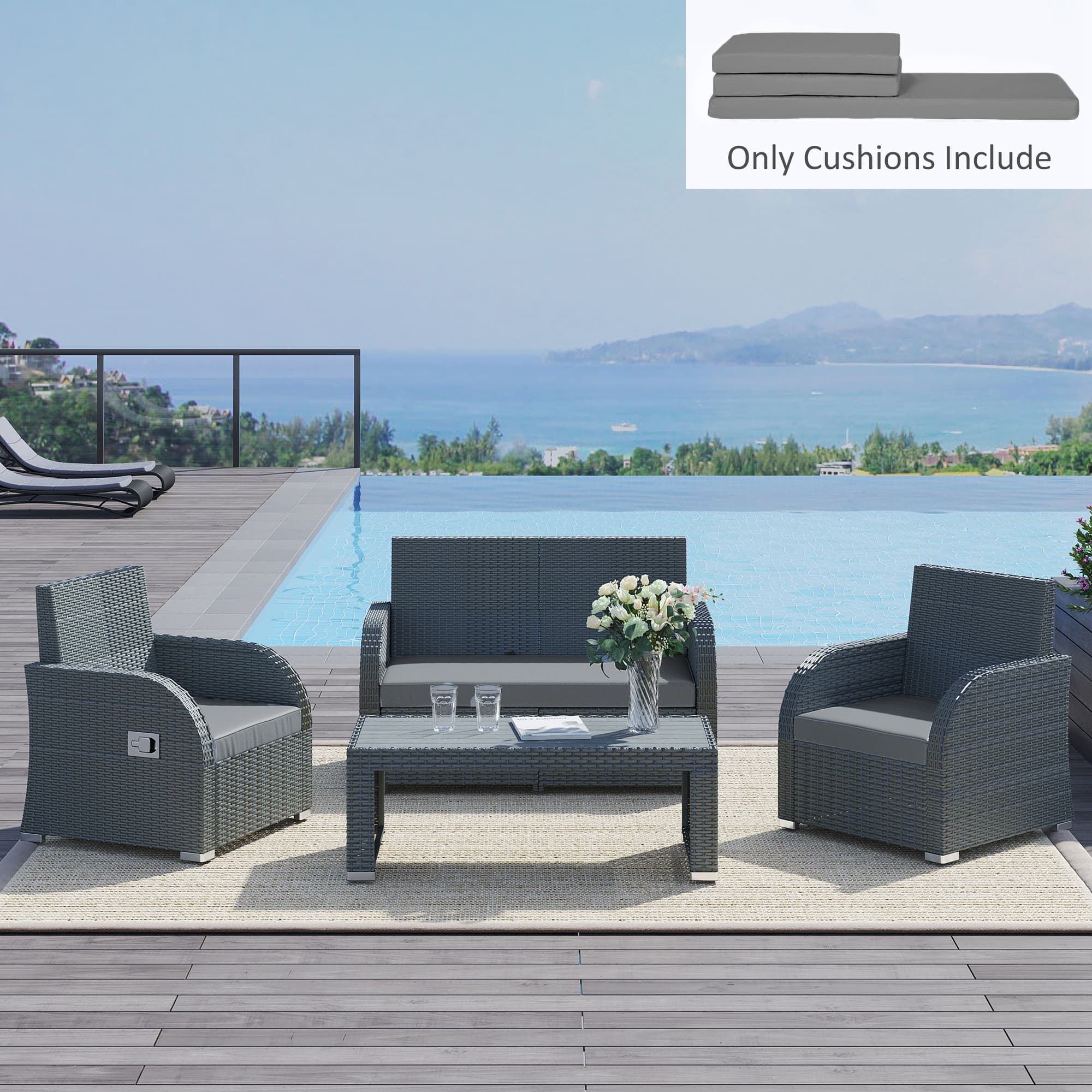 Dark Grey Outdoor Cushions for Rattan Furniture - image 7