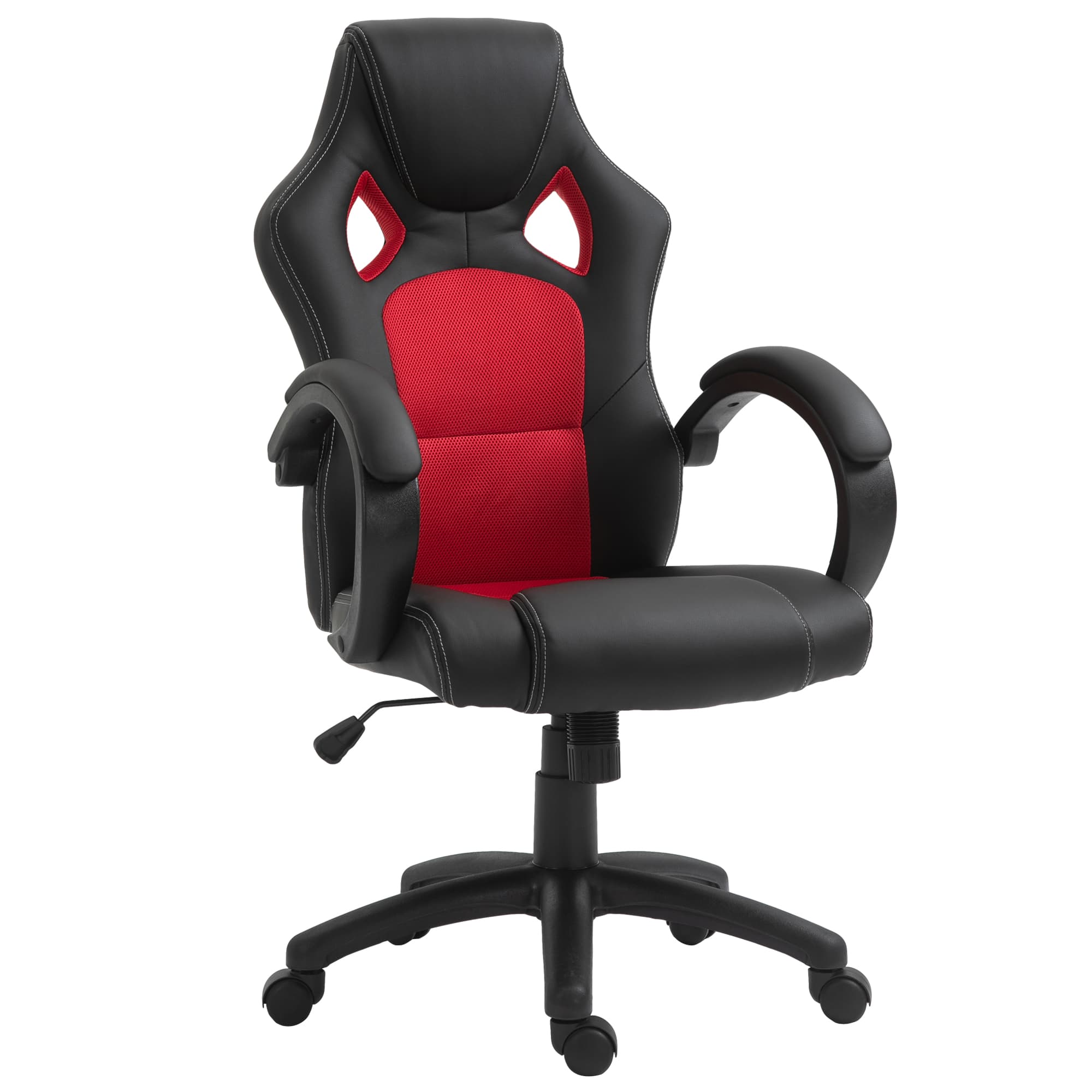 Vinsetto Faux Leather Swivel Office Chair for All-Day Comfort - Red