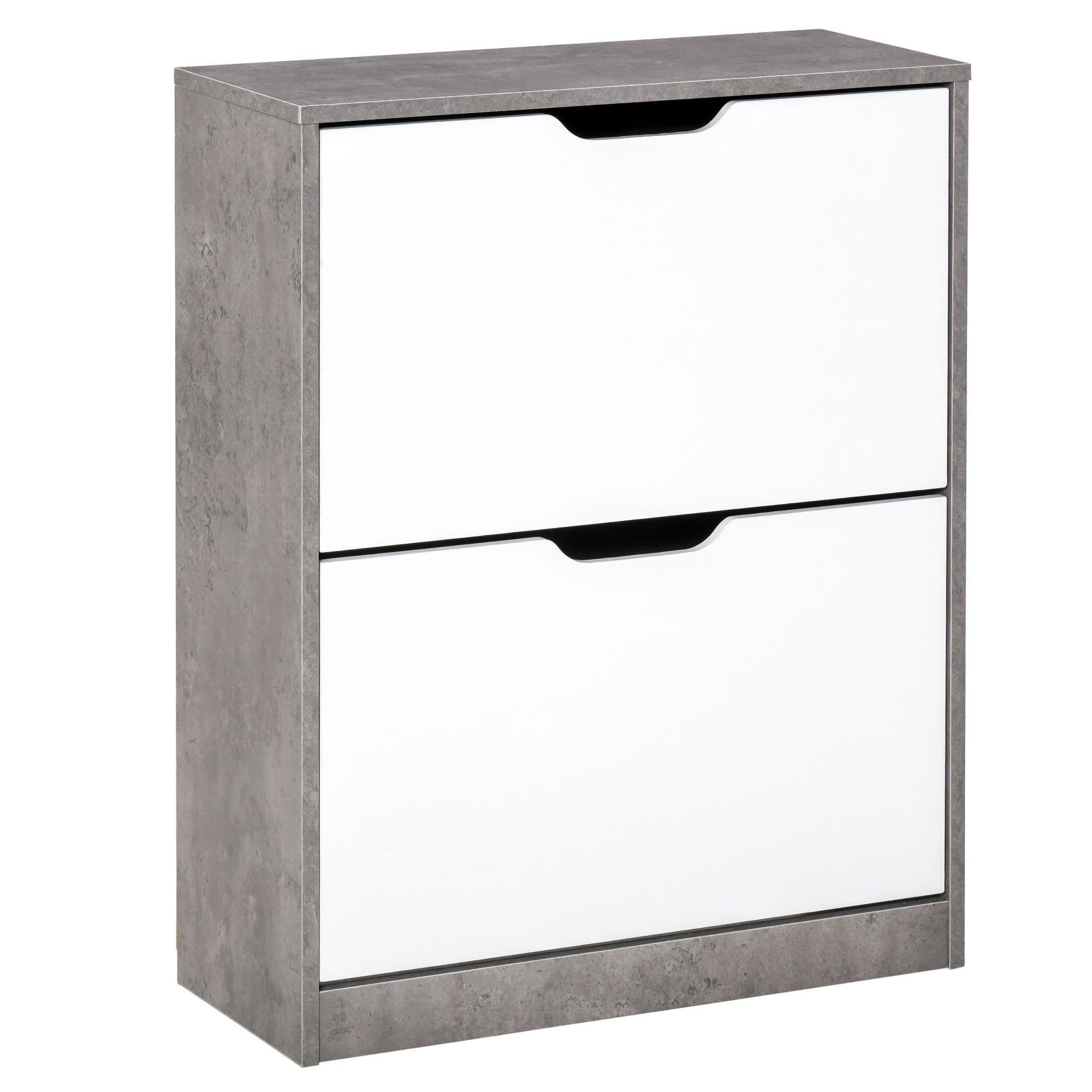 Modern Two Drawer Shoe Cabinet in Grey and White - image 10