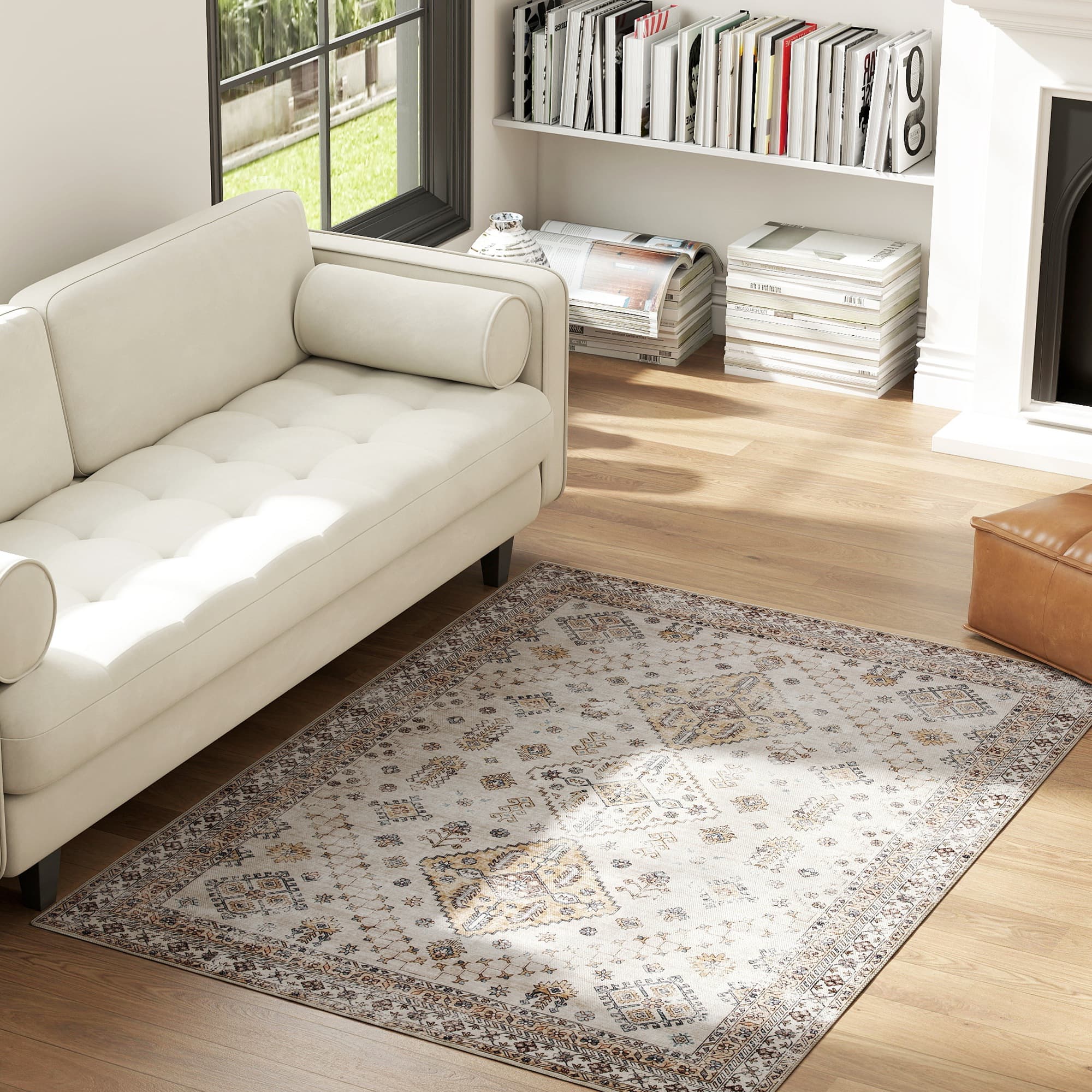 A Washable Vintage-Style Rug in a Classic Medallion Pattern - image 6