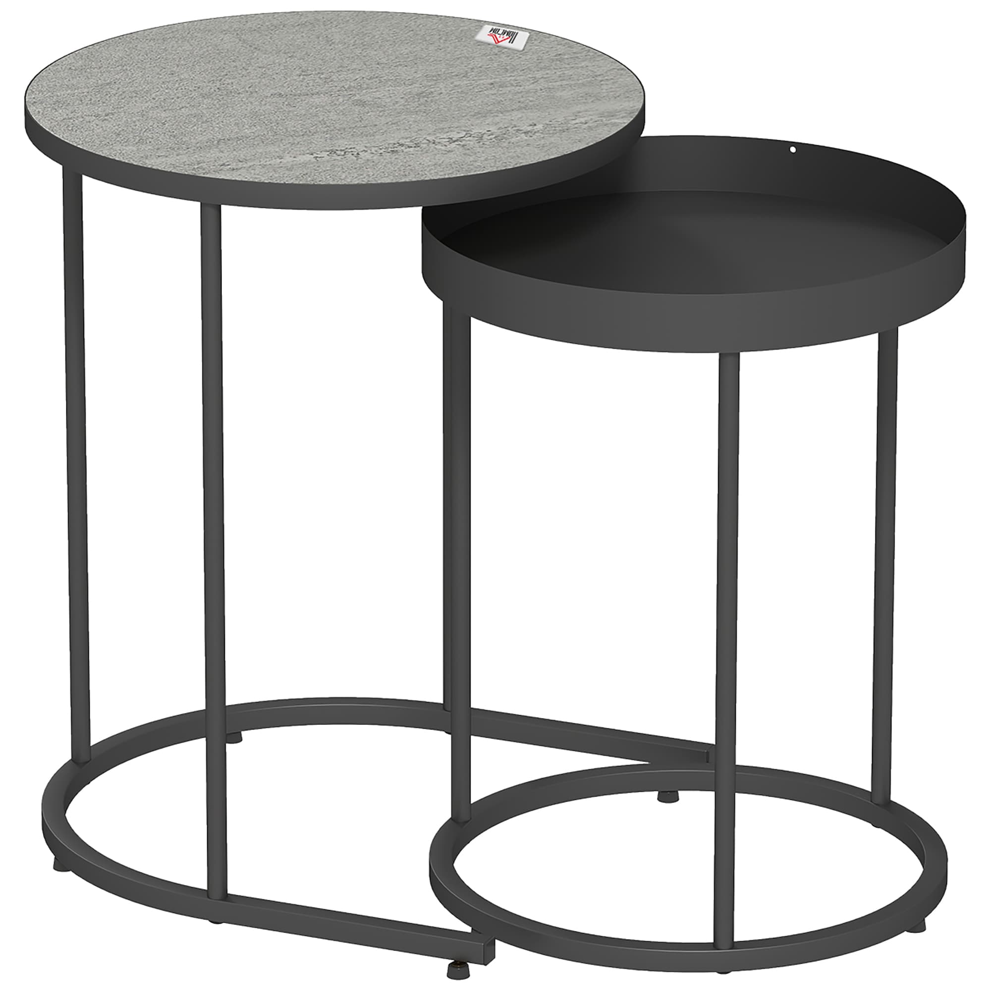 Round Industrial Nesting Table Set — Grey and Black - image 9