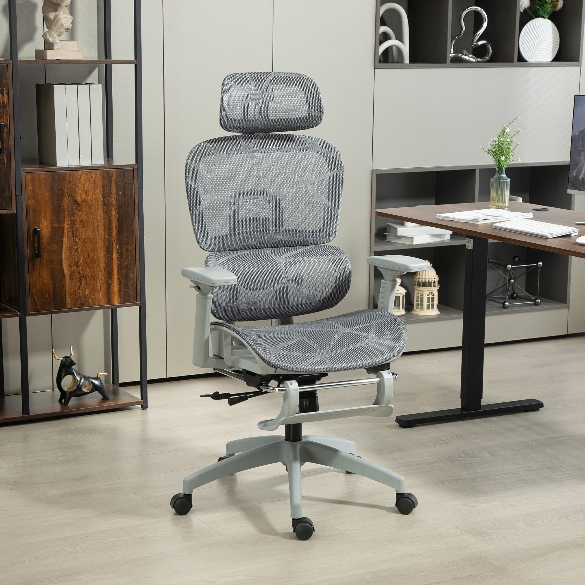 Effortless Comfort: Multi-Adjustable Grey Mesh Office Chair - image 2