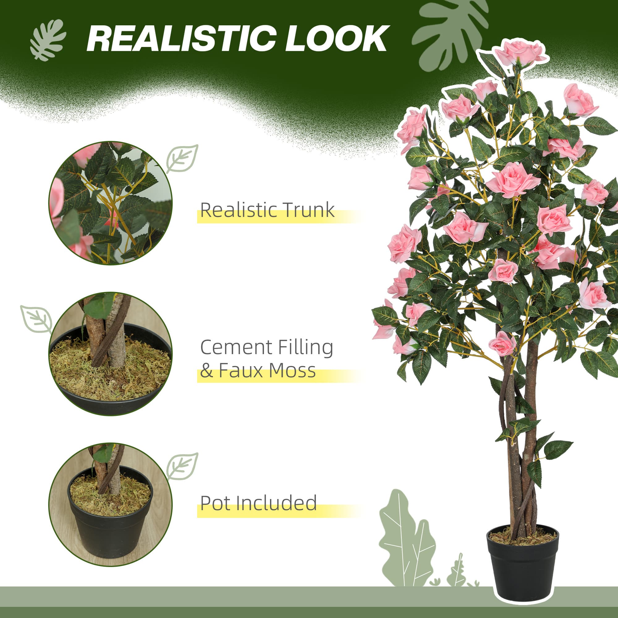 Effortless Elegance: Set of Two 110cm Faux Rose Plants - image 4