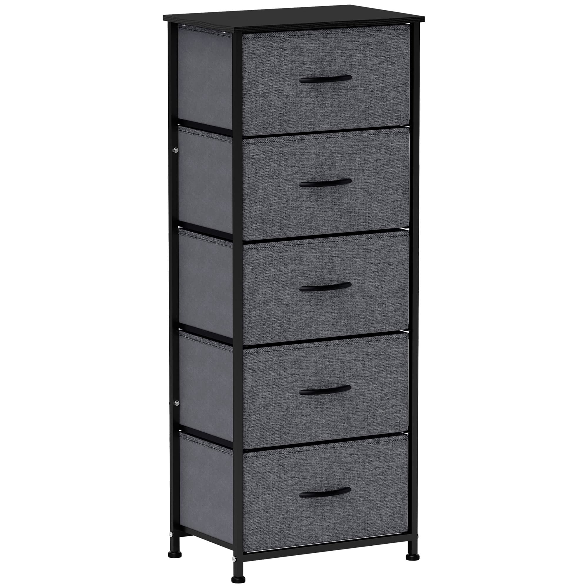 Slim Dark Grey Fabric Chest of Drawers - image 10