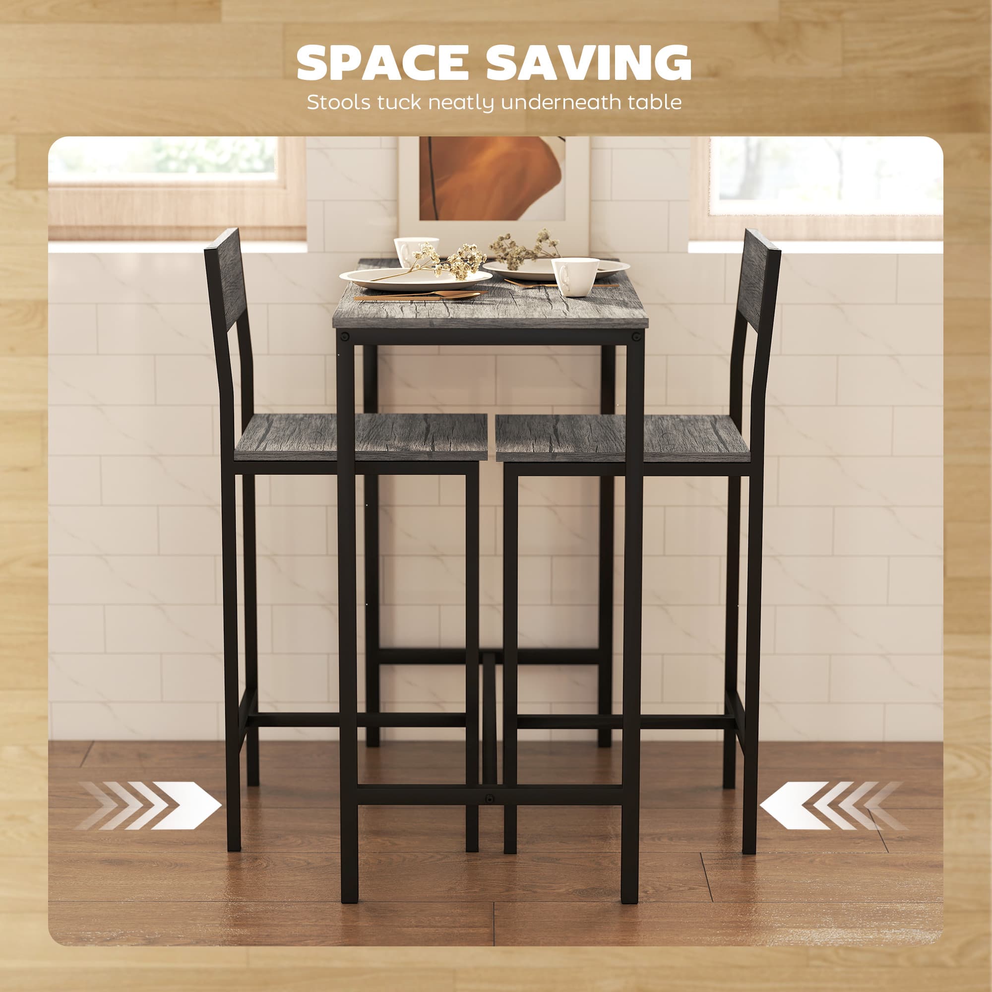 Transform Your Dining Area with this Industrial Breakfast Bar Set - image 2