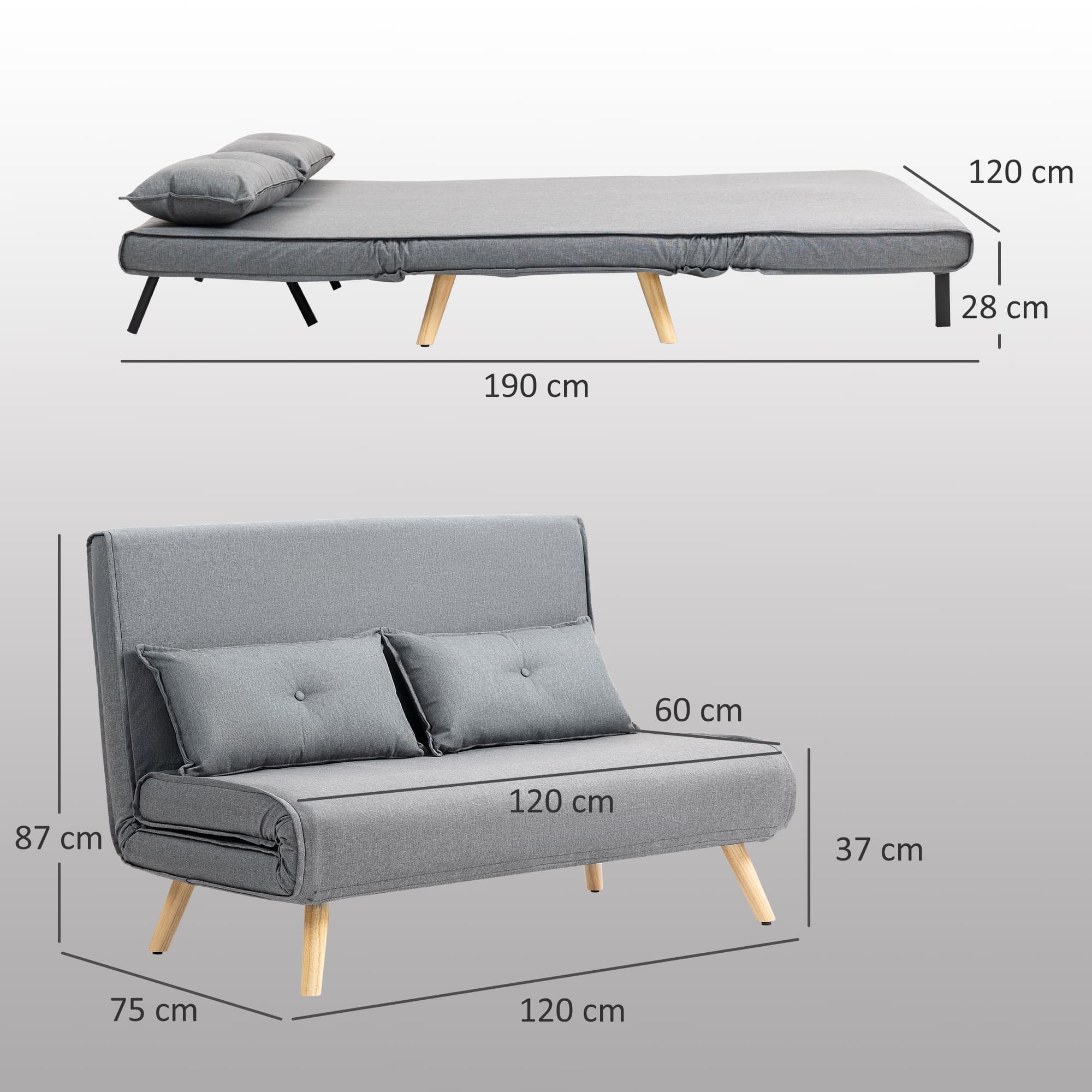 Transform Your Space with this Grey Linen-Look Sofa Bed - image 4