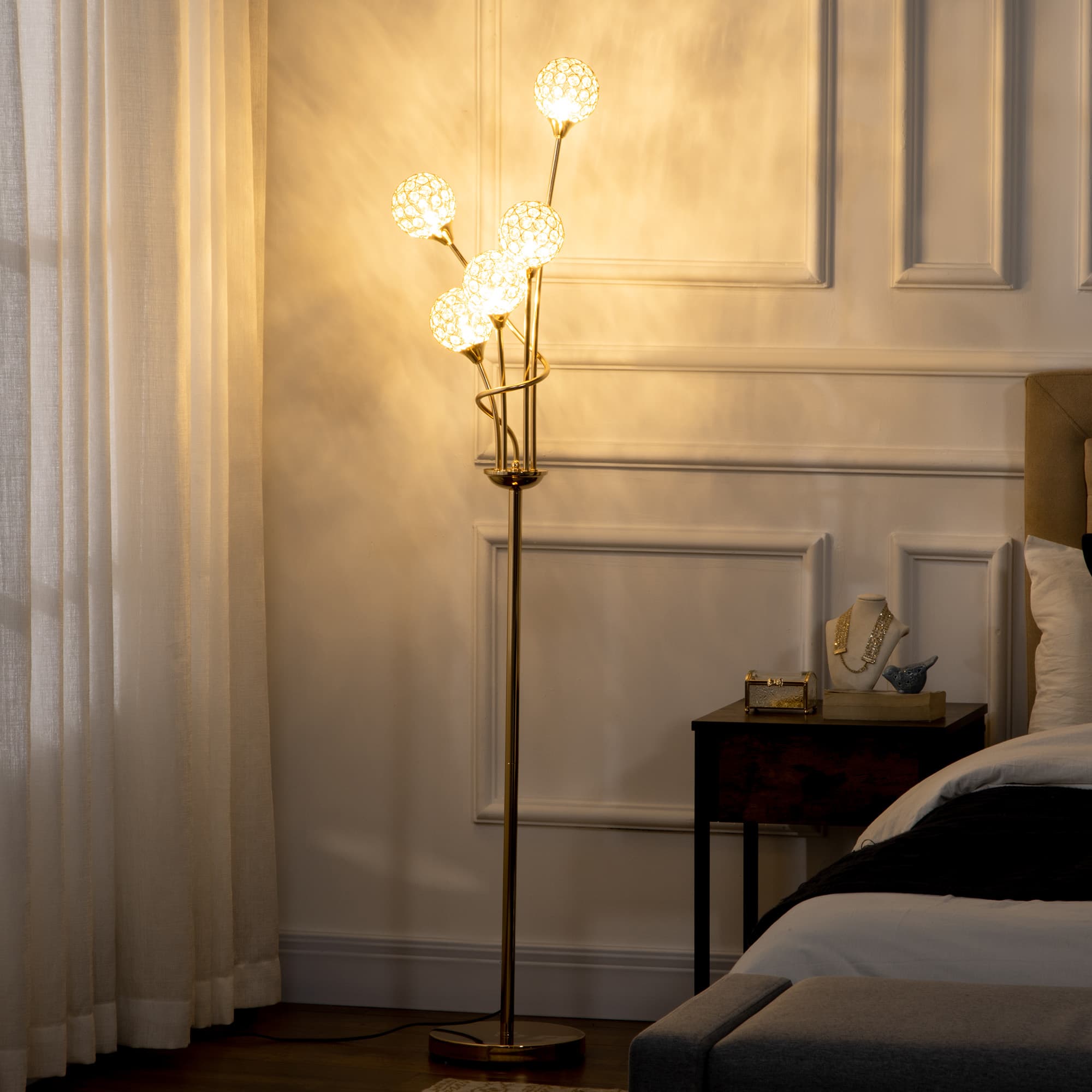 Transform Your Space with this 5-Light Crystal Floor Lamp - image 3