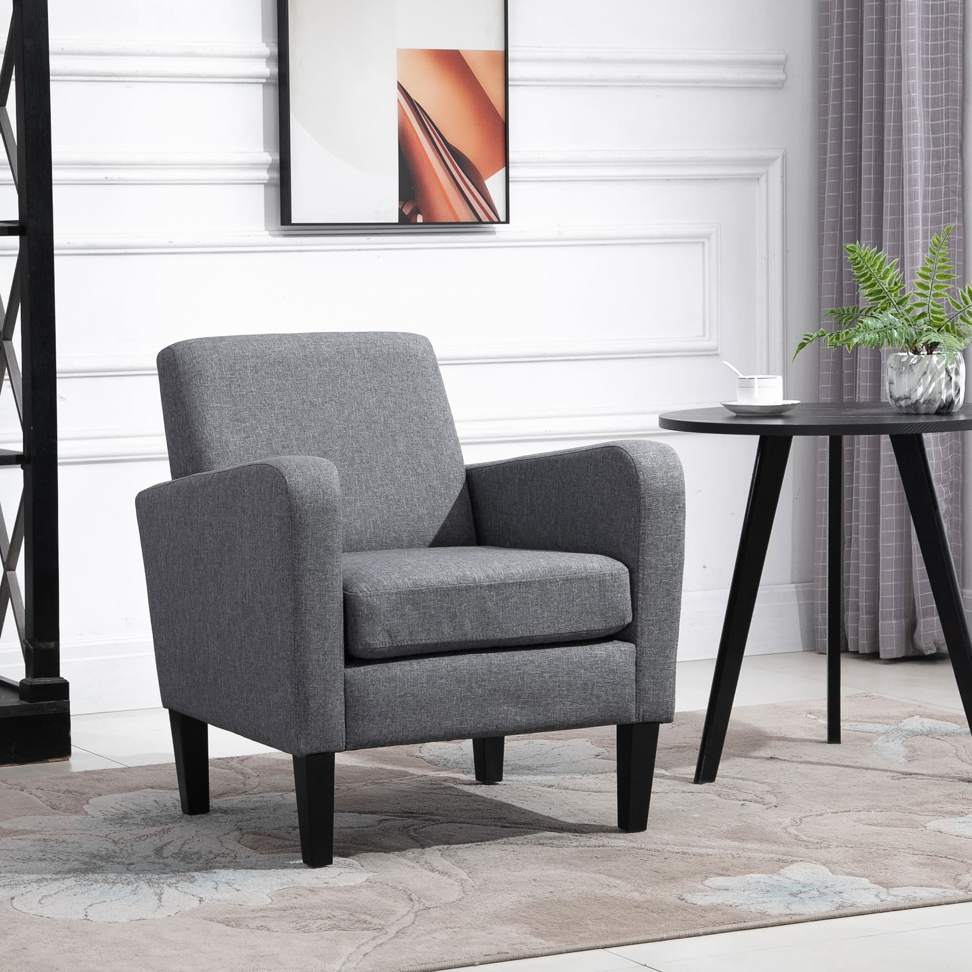 Effortless Comfort: Modern Grey Linen-Feel Accent Chair - image 2