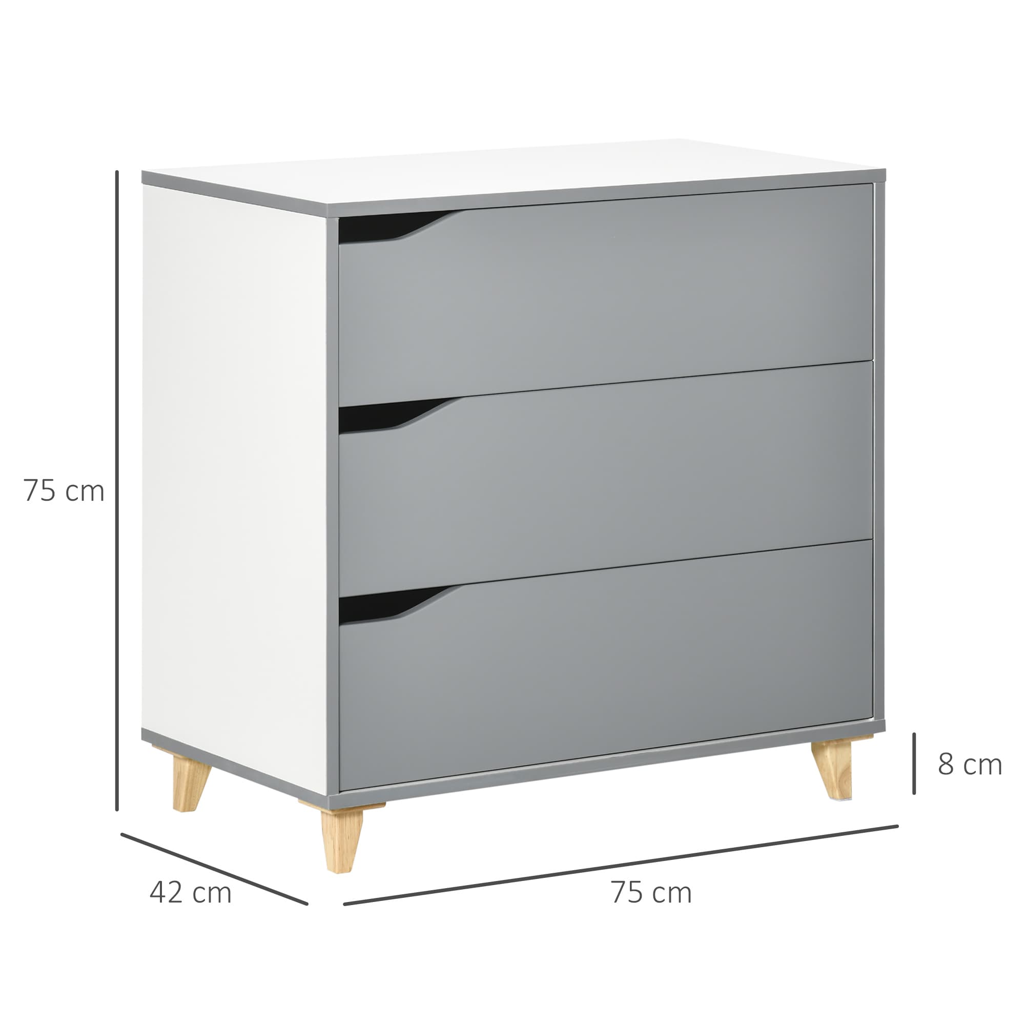 Effortless Storage: Grey 3-Drawer Chest with Pine Legs - image 1