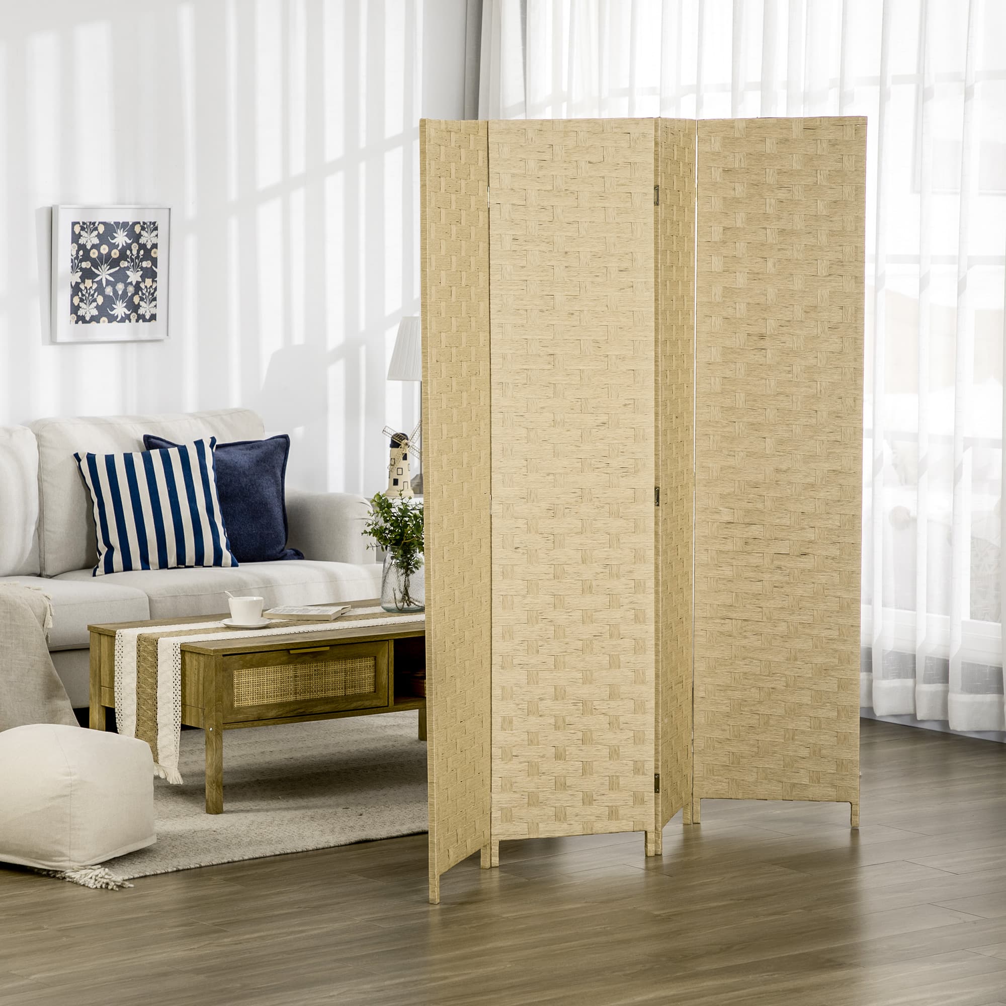 Create Instant Privacy with this 4-Panel Wicker Room Divider - image 5