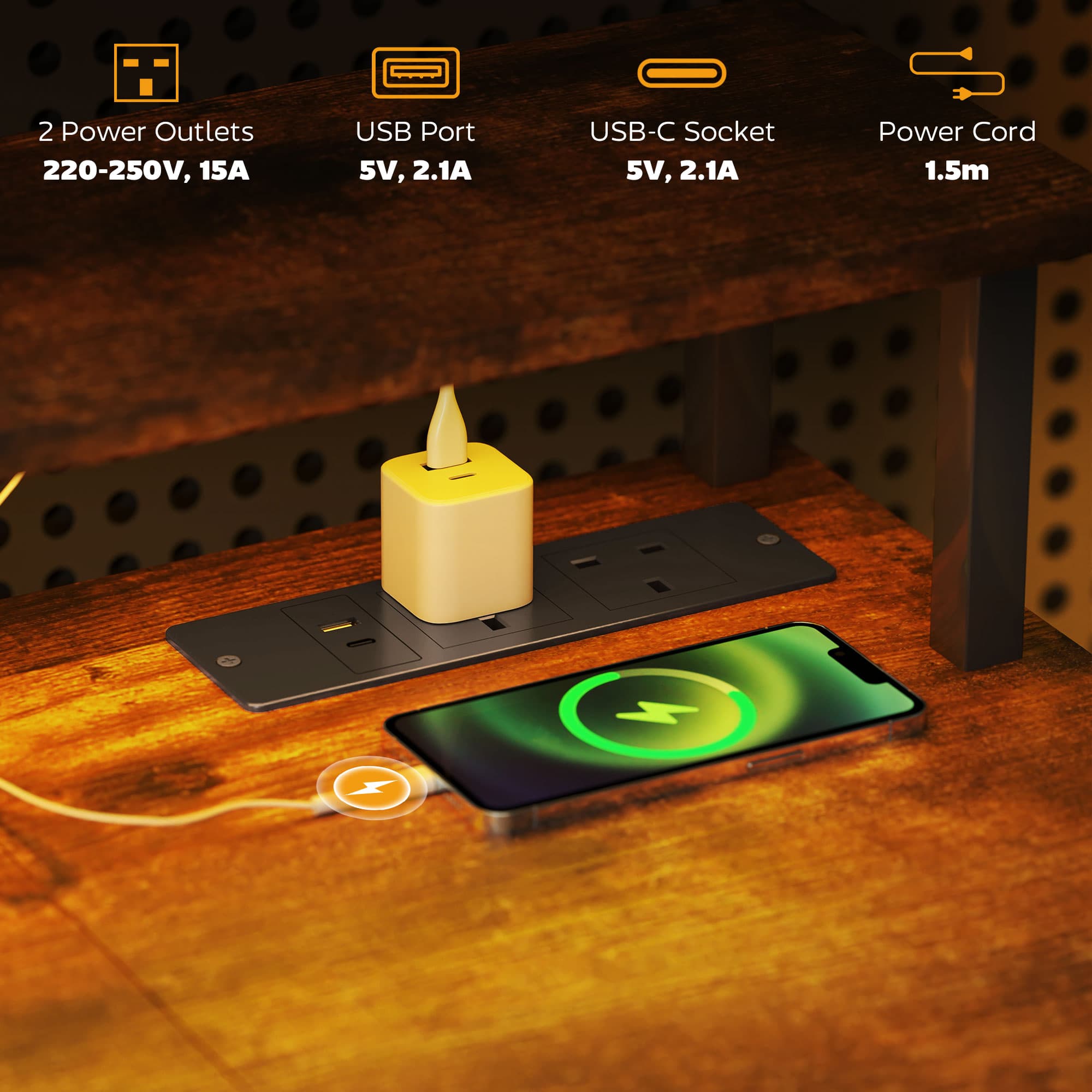 Transform Your Workspace with this Rustic Brown LED Desk - image 3