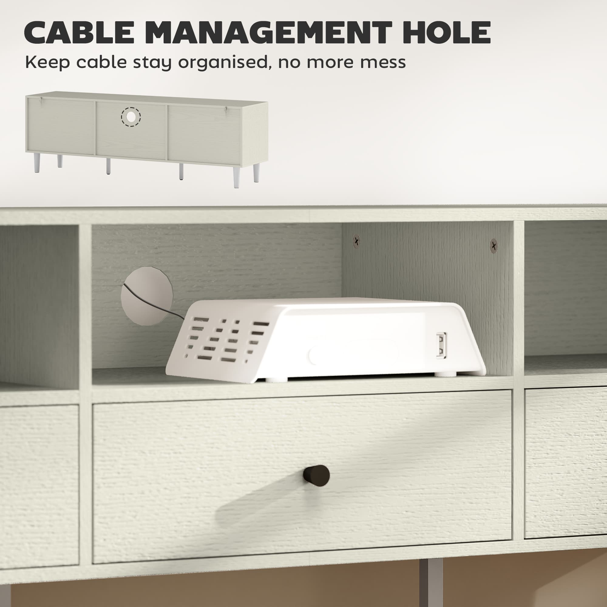Effortless Minimalist Cream White TV Unit for 75" Screens - image 3