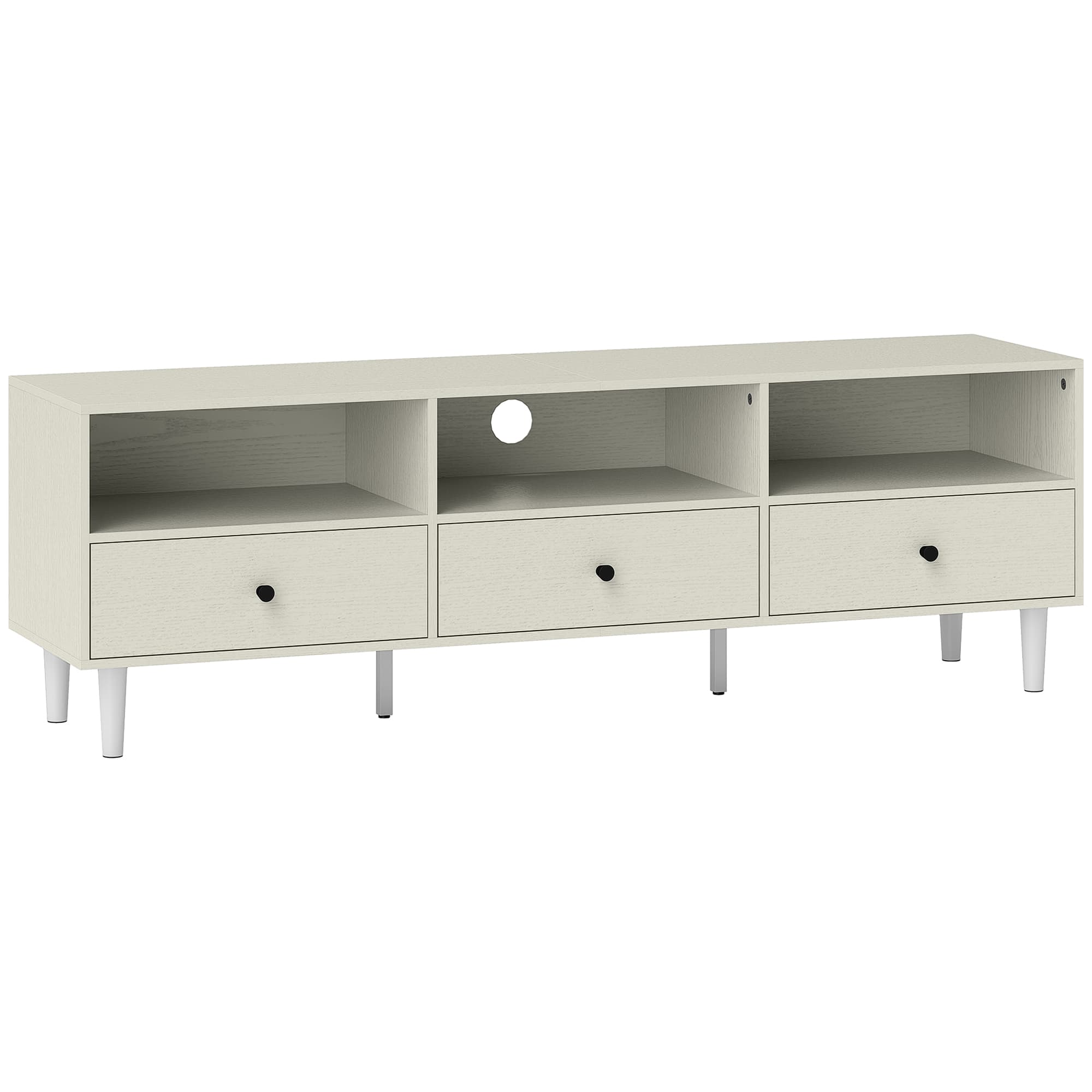 Effortless Minimalist Cream White TV Unit for 75" Screens - White