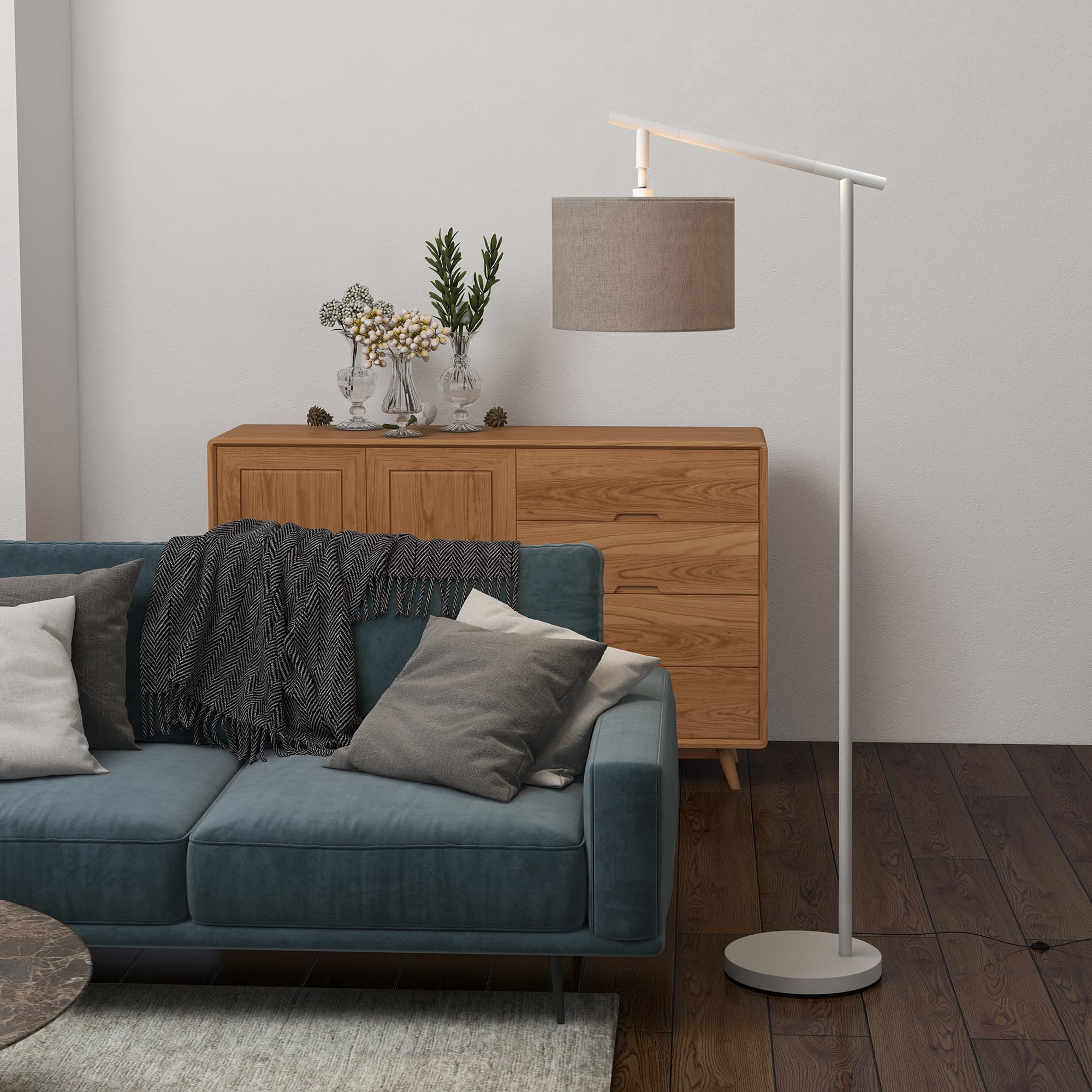Grey Floor Lamp with Adjustable Shade and LED Bulb - image 9