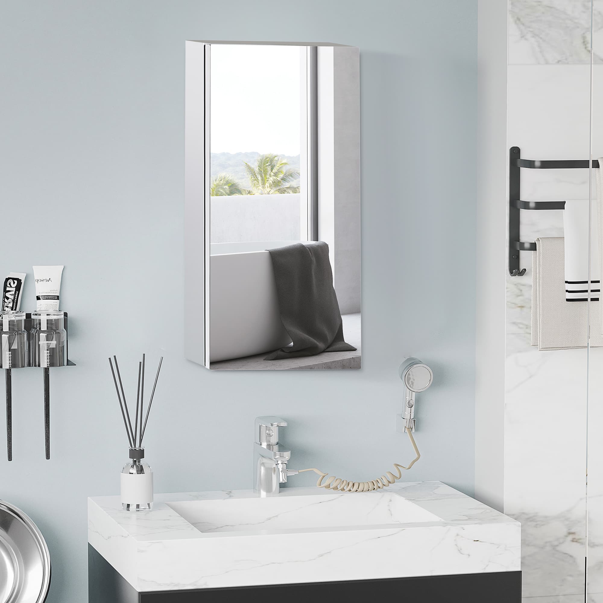 Space-Saving Frameless Stainless Steel Bathroom Cabinet - image 4